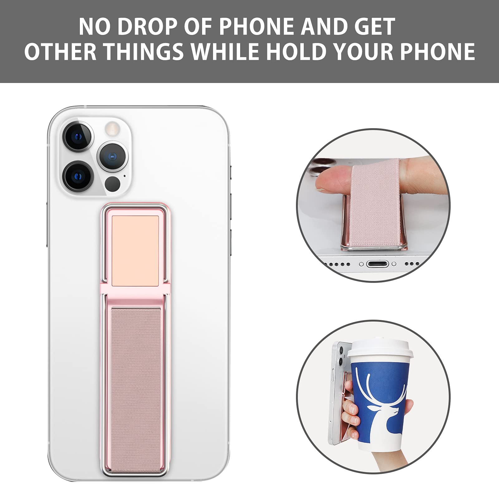 Phone Holder For Hand, Cisid Phone Grip With Stand Strap Finger Loop For Cell Phone Suitable For Iphone Samsung And Most Smartph