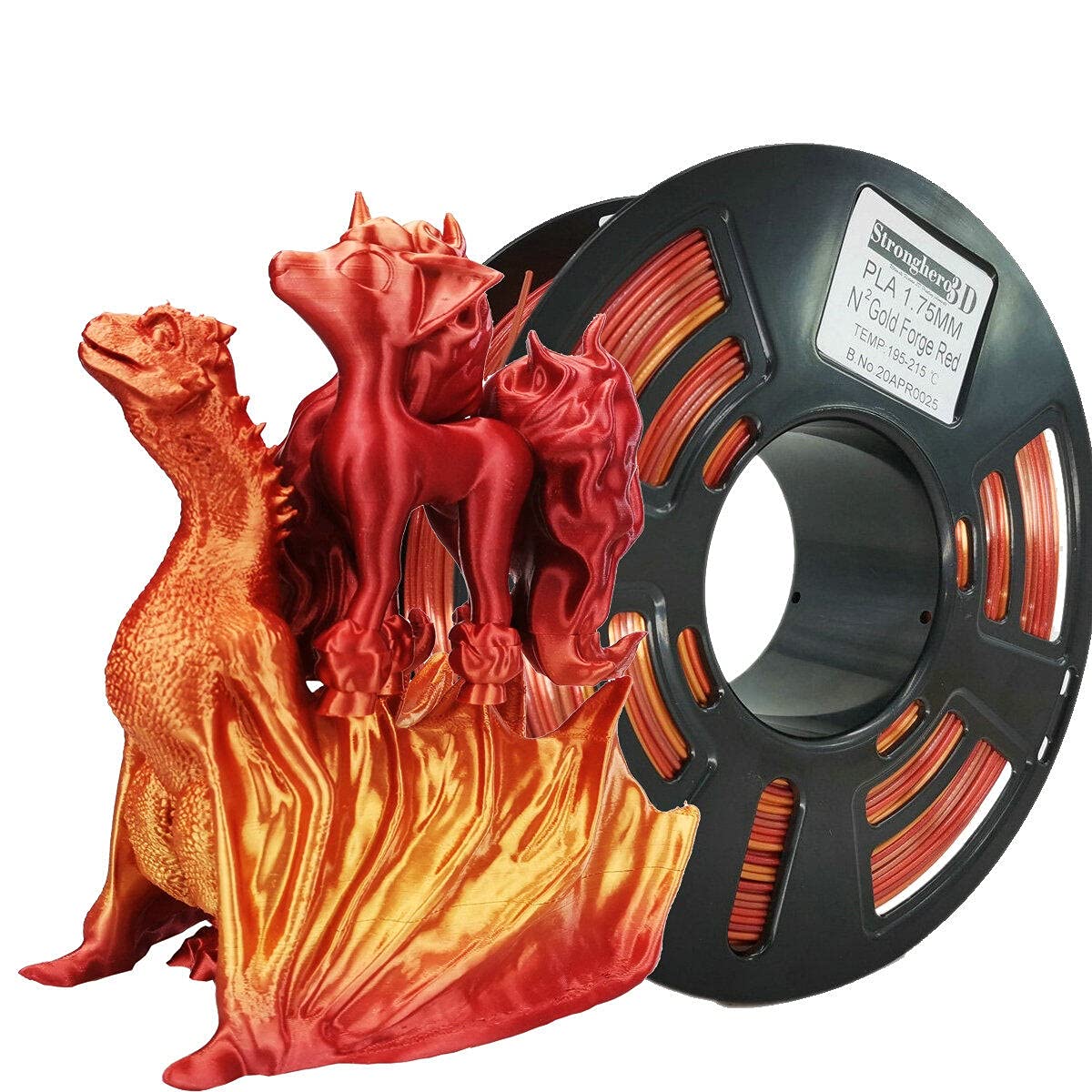 Stronghero3D Pla 3D Printer Filament 1.75Mm,Golden Fire, Silk Gold And Galaxy Red Appear At Intervals,1Kg(2.2Lbs) Accuracy +/ 0.