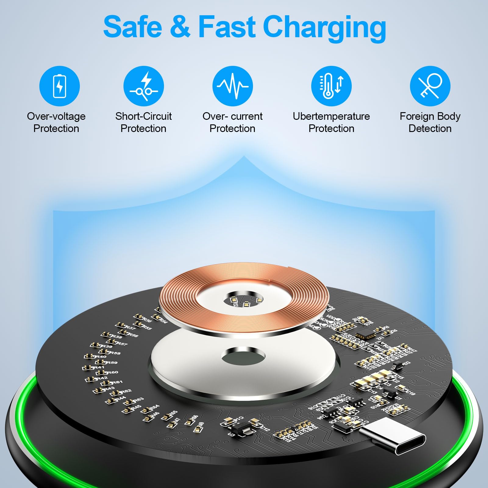 Wireless Charger Samsung Fast Charging Pad 15W Wireless Phone Charger Android Charging Station Mat For Samsung Galaxy S25 Ultra/