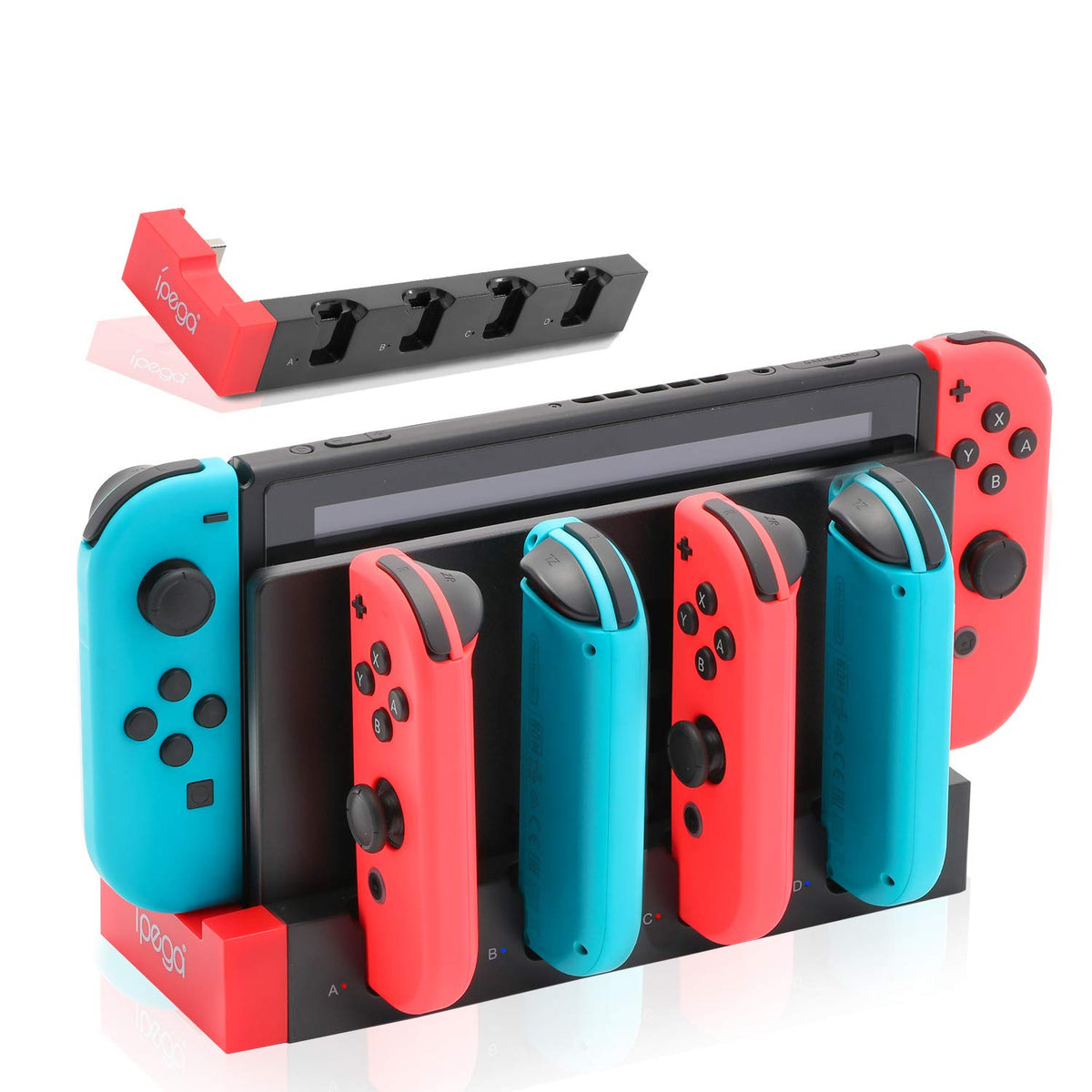 Echzove Switch Controller Charger Dock Station For Switch & Switch Oled Model Joycons,Charger For 4 Switch Joy-Cons With 4 Joy C