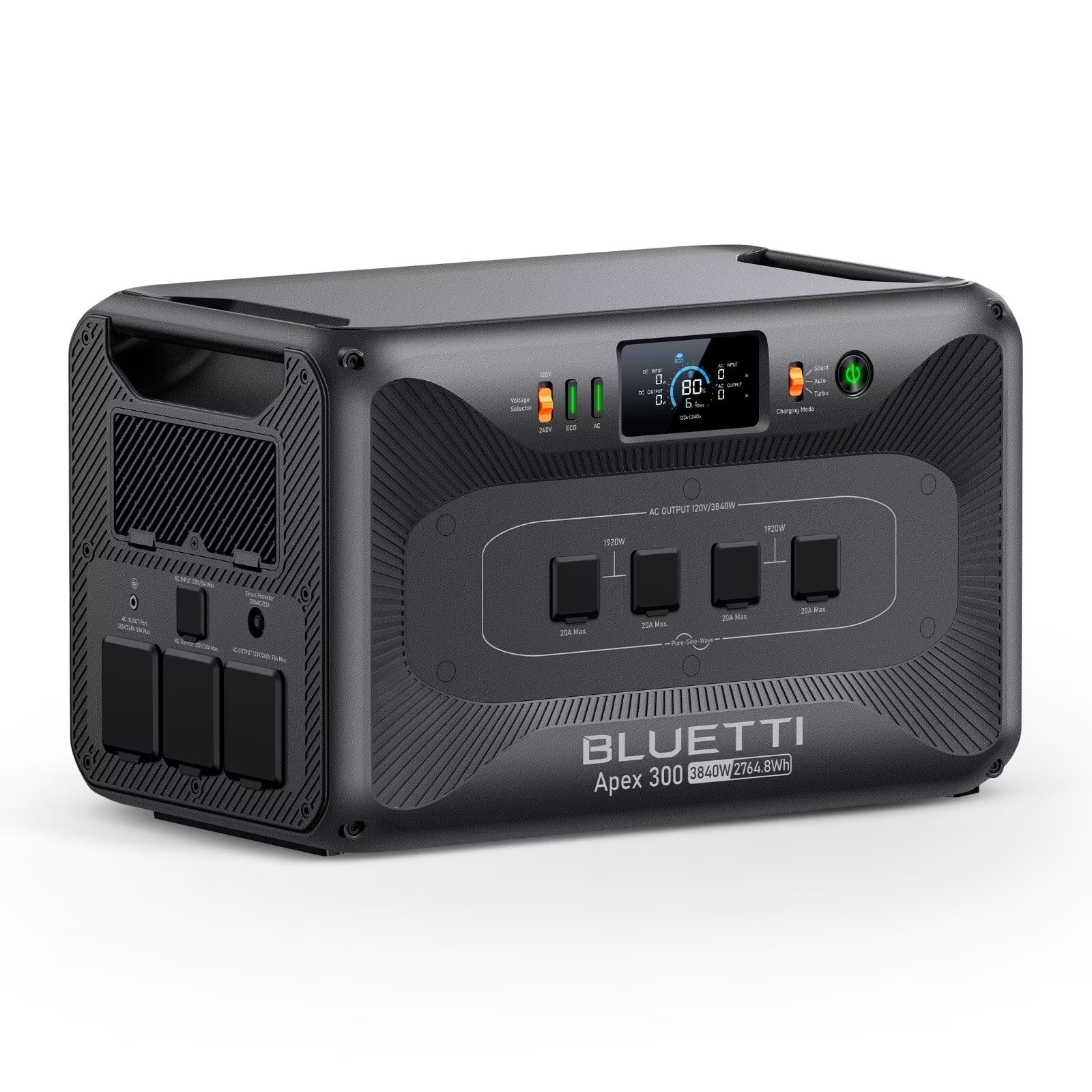 BLUETTI Apex 300 Portable Power Station, 2764.8Wh Solar Generator LFP Battery Backup with 6 3840W AC Outlets (7680W Surge), Simu