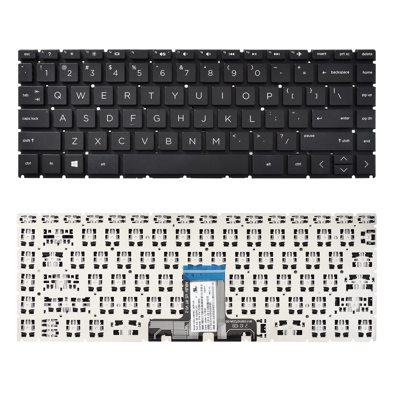 Sunmall Replacement Keyboard Compatible With Hp 14 Ck 14 Cd 14 Cm 14 Dg 1 Black Us Layout (Black Without Backlit)
