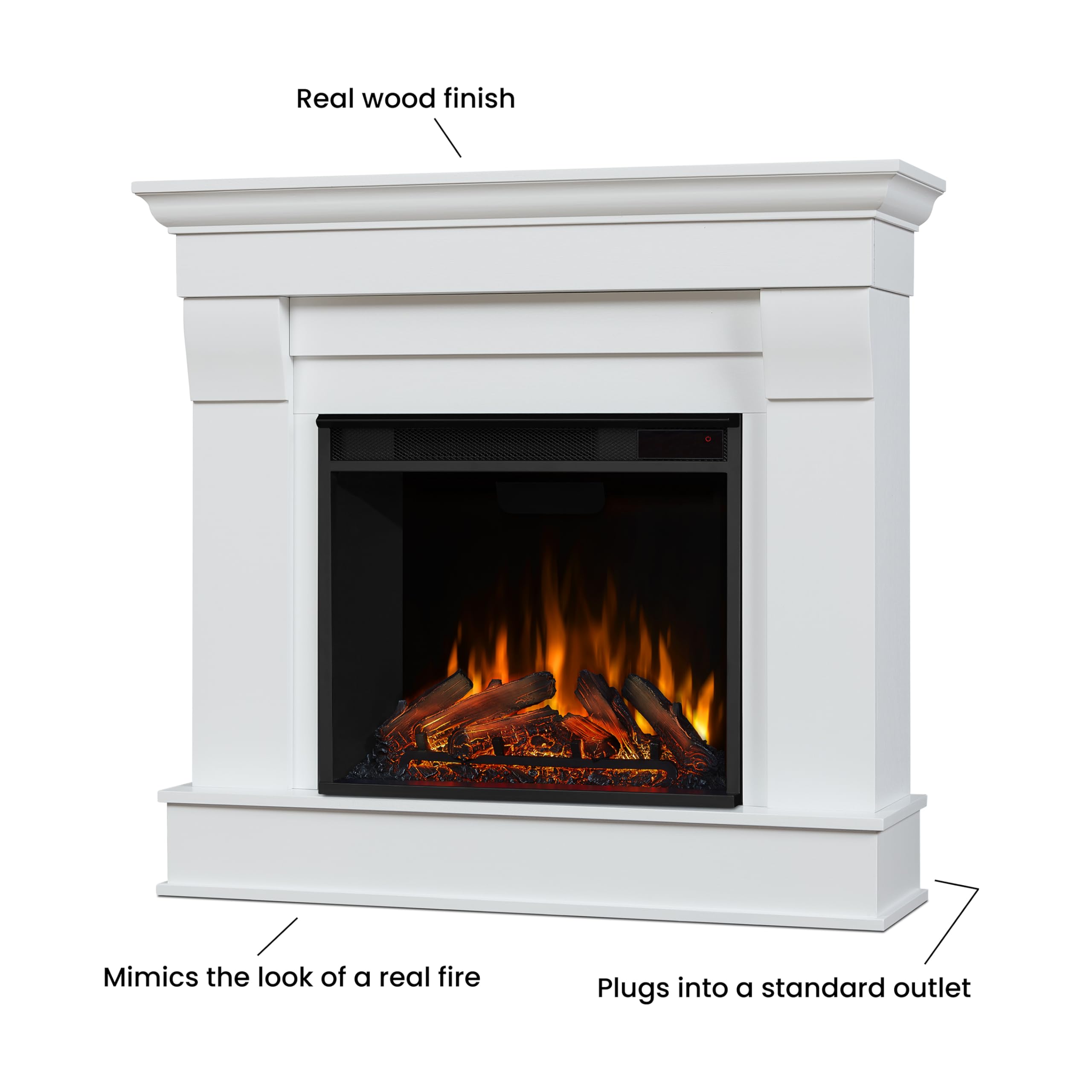 Real Flame White Chateau Electric Fireplace, Small