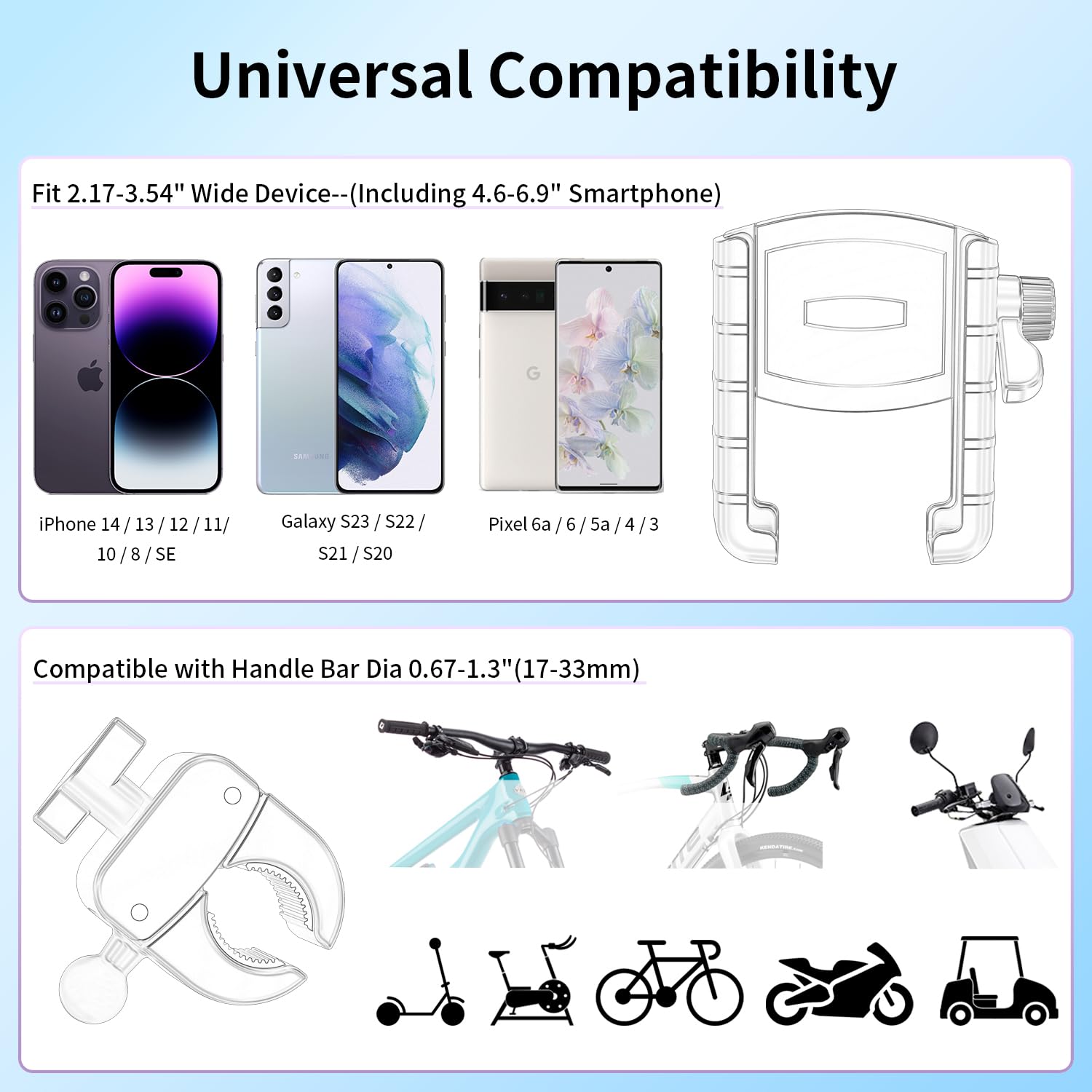 Bike Phone Mount Holder, [Camera Friendly] Motorcycle Phone Mount For Electric Scooter, Mountain, Dirt Bike And Motorcycle   360