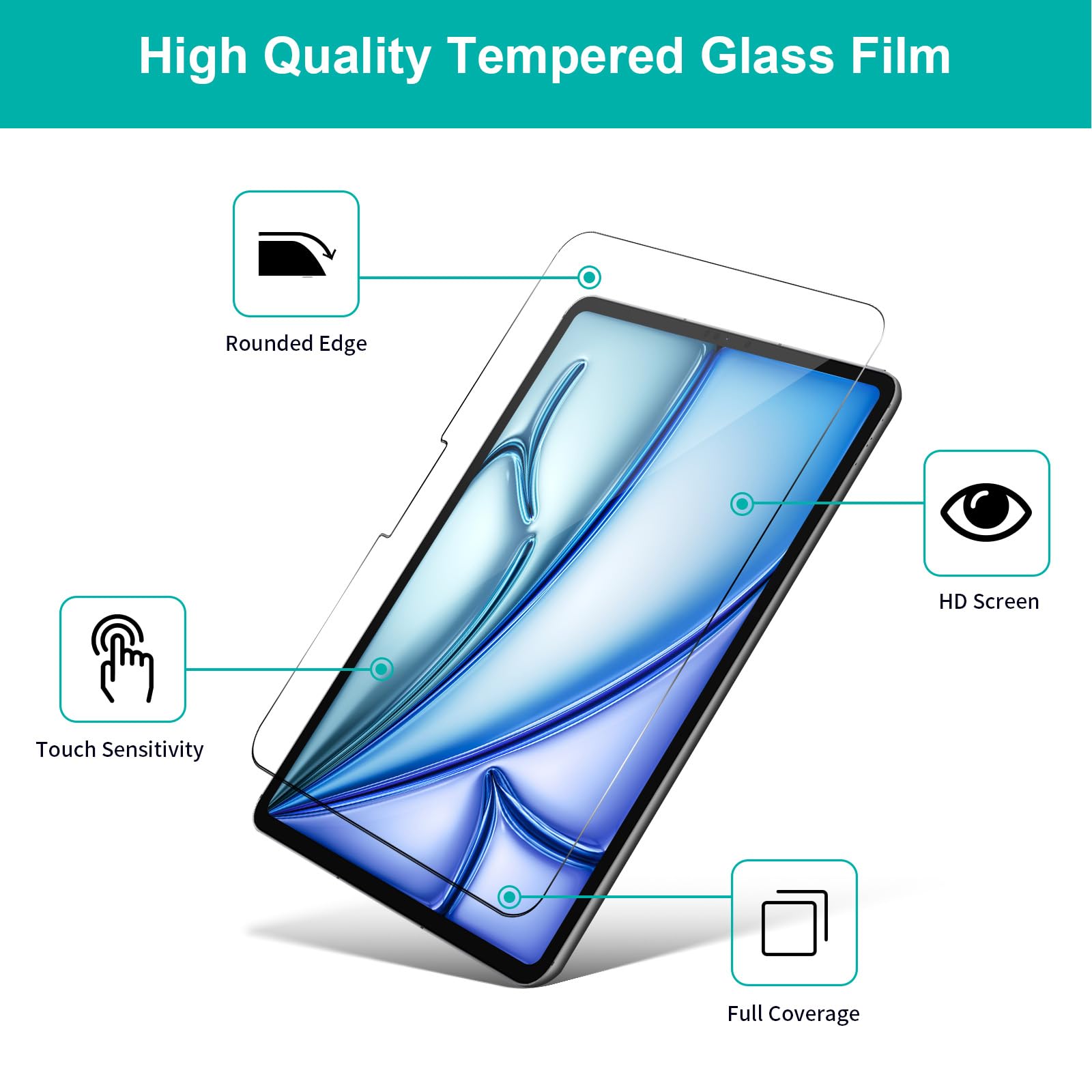 Avakot 2 Pack Screen Protector For Ipad Air 11 Inch 2024 Tempered Glass, Tempered Glass Film For Ipad Air 6Th Generation Model M