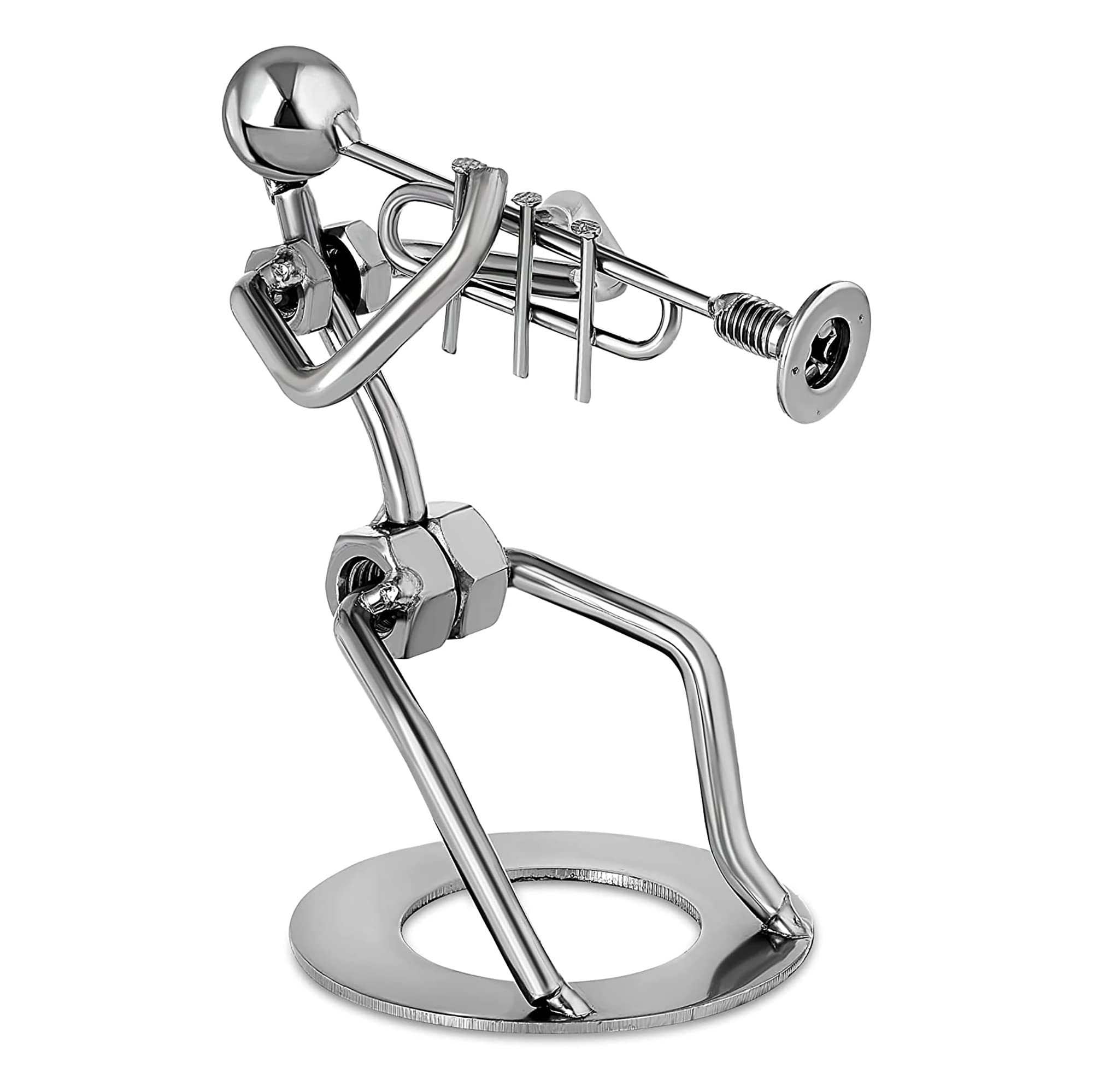 Broadway Gift Trumpet Player Silver Tone 6 Inch Table Metal Decorative Musician Tabletop Figurine