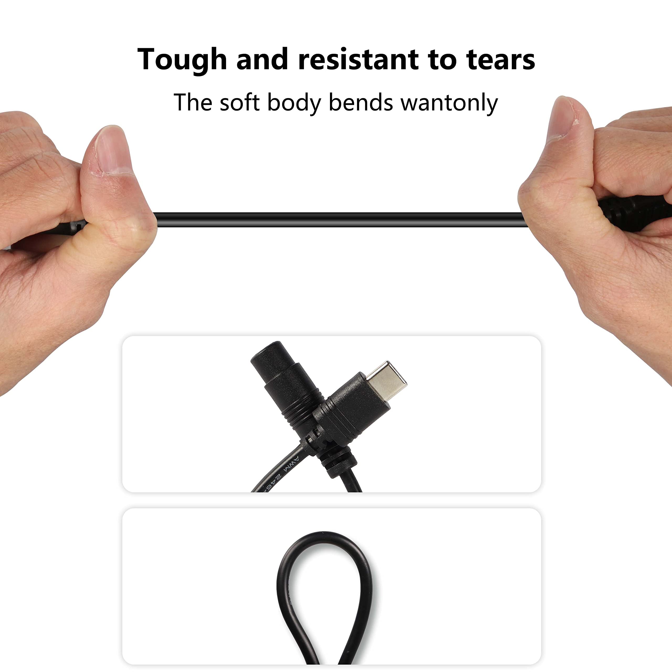 Xmsjsiy 5V Dc 5.5 2.1Mm Female To Usb Type C Adapter Cable Connector Power Extension Charge Cable For Laptop Mobilephones 18.2Cm 2 Pack