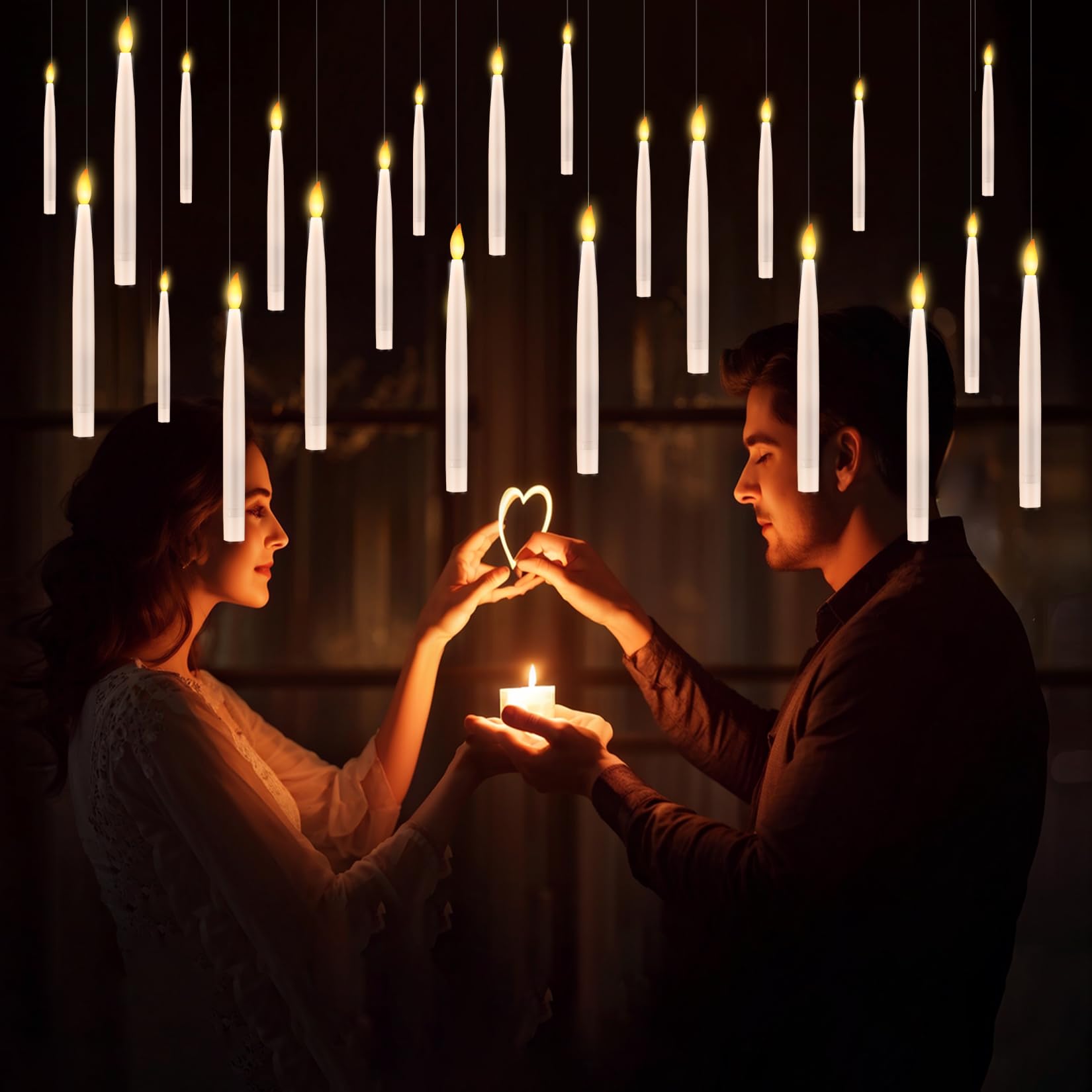 Dressvoguer 22 Pcs Christmas Tree Candles Lights Flickering Clip Flameless Led Taper Window Candles With Timer, Christmas Candle