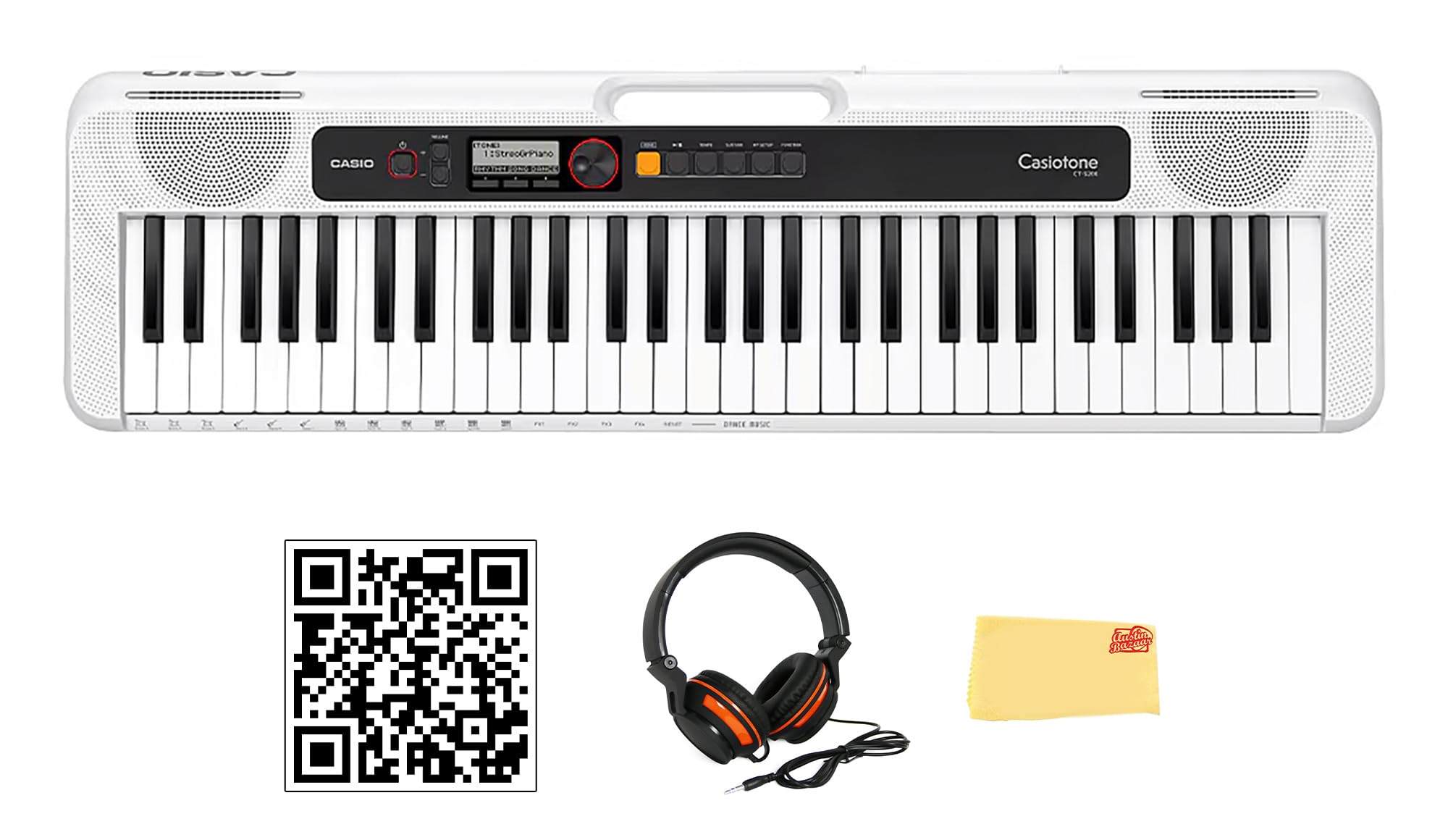Casio Casiotone Ct S200We 61 Key Portable Keyboard   White Bundle With Headphones, Austin Bazaar Instructional Video And Polishi