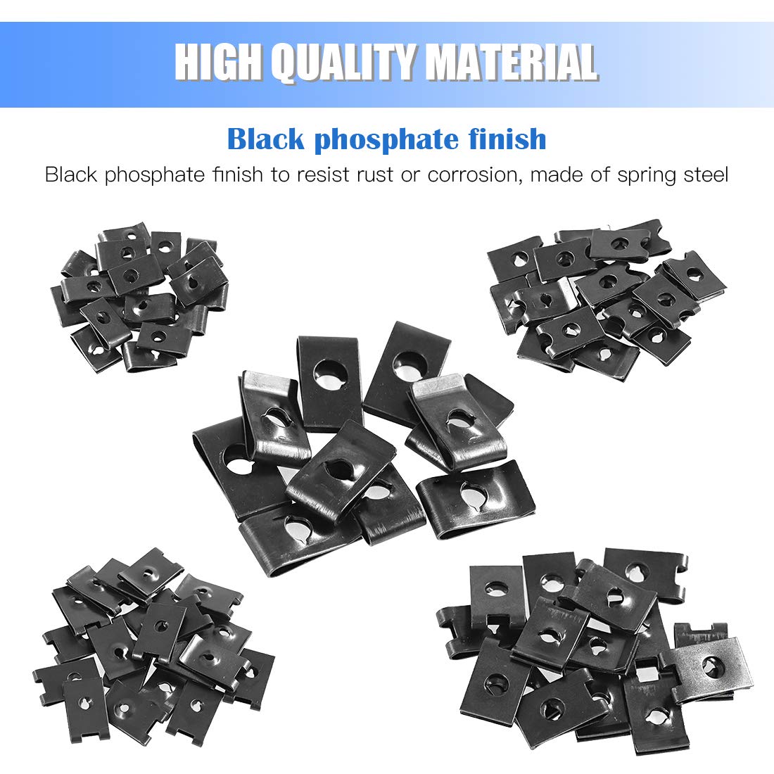 Glarks 170Pieces U Clip And Screw Assortment, 5 Size U Style Clip On Nut With Mounting Screws Kit For Securing Wires And Cables