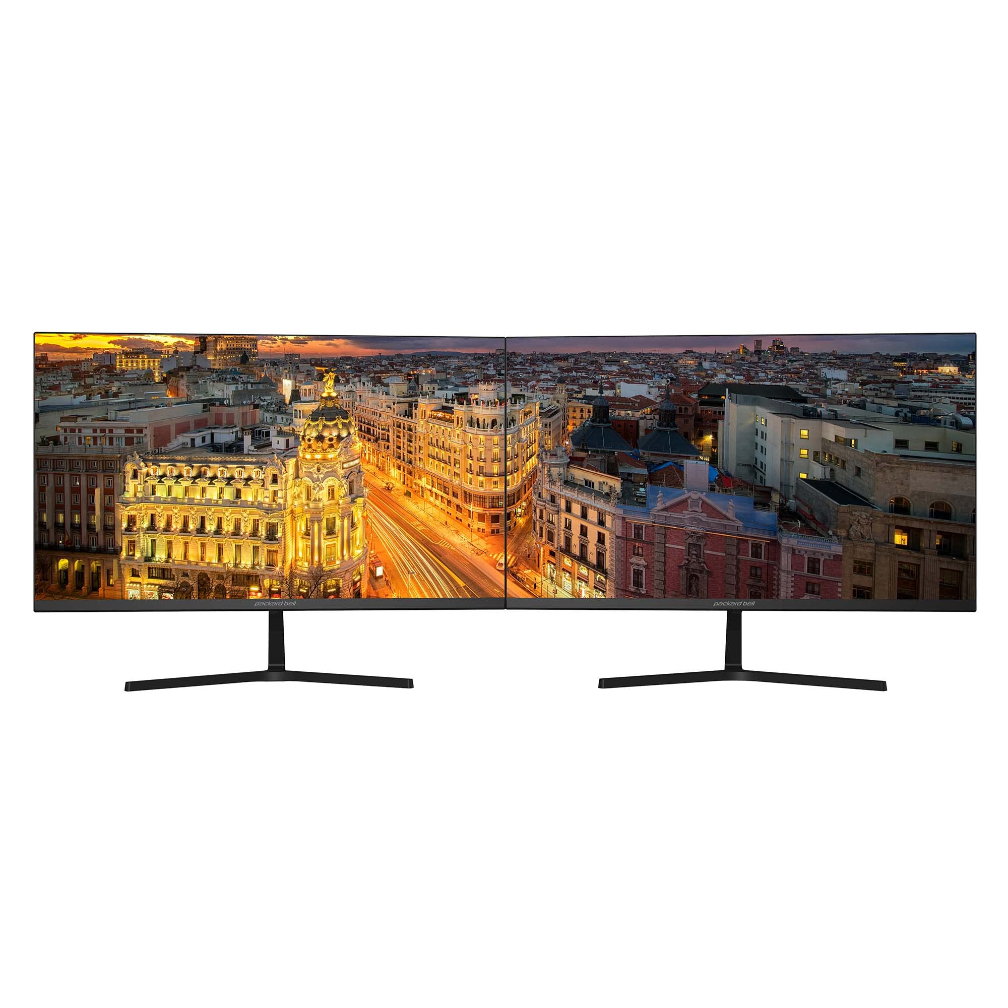 Packard Bell Basic Dual Computer Monitor, 24 Inch, Ultrawide, Vesa Mount, Tilt, Vga And Hdmi, Fhd 1920 X 1080 ,75 Hz, 5 Millisec