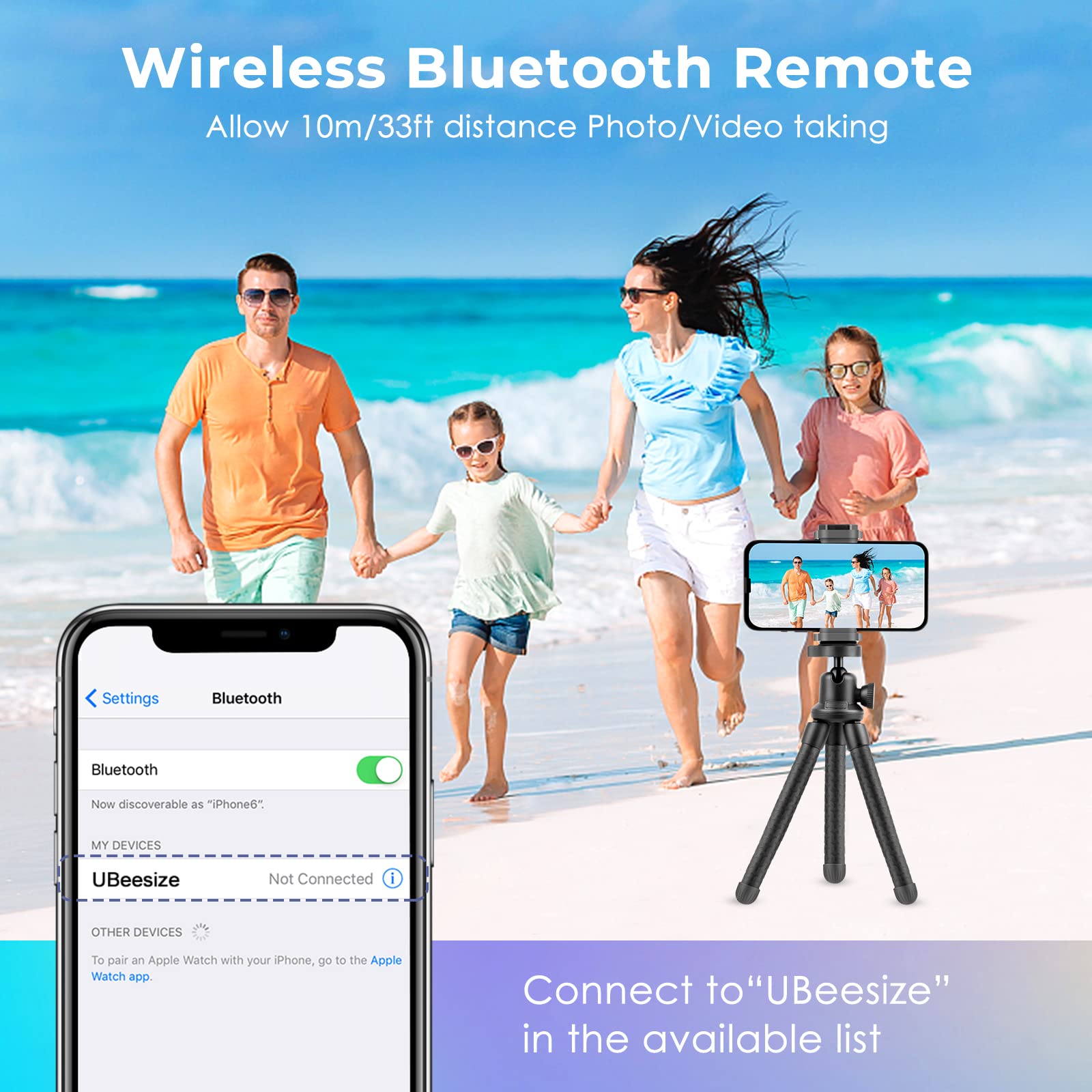 Ubeesize Phone Tripod, Ubeesize 12 Inch Flexible Cell Phone Tripod Stand Holder With Wireless Remote Shutter & Universal Phone M