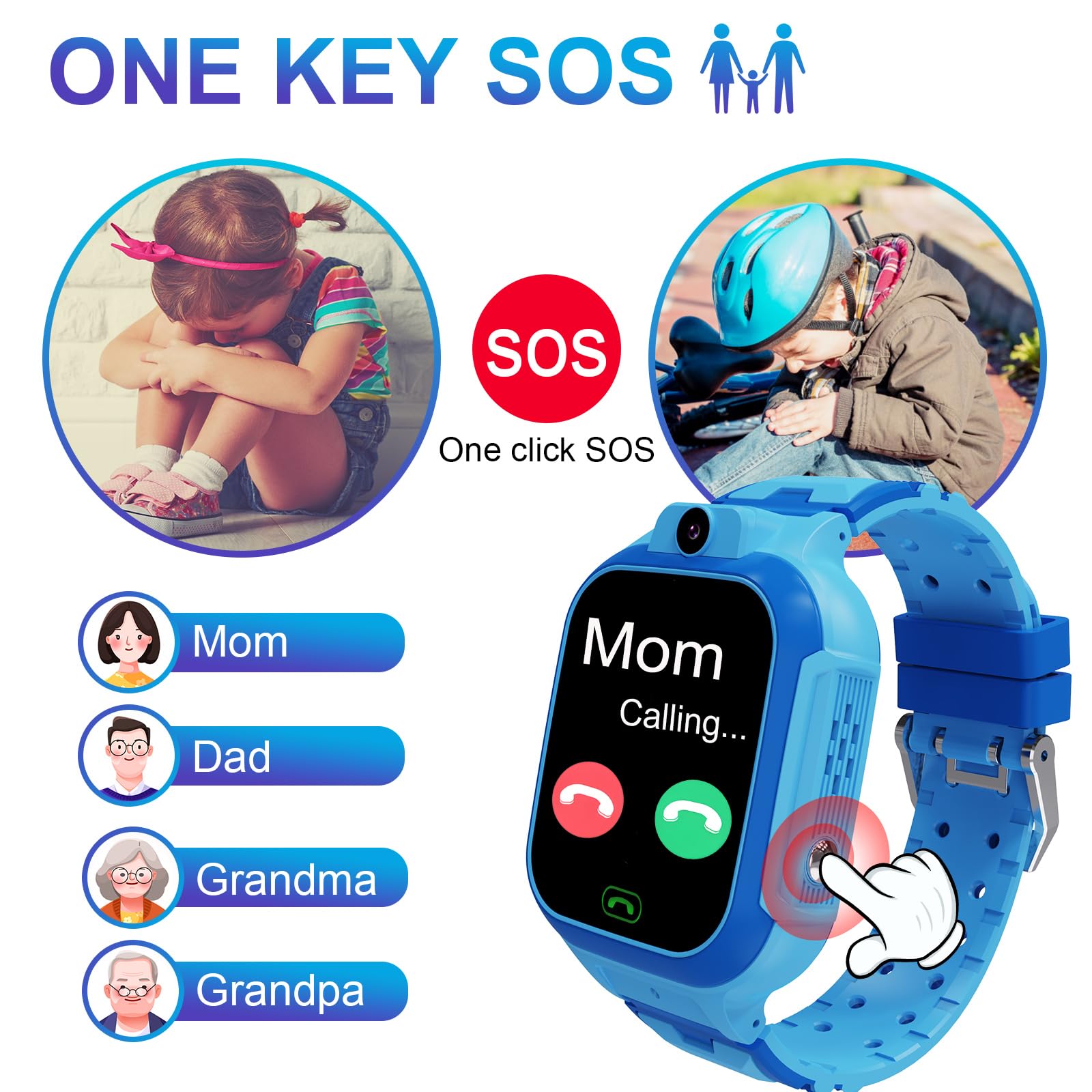 4G Kids Smart Watch Gps Tracker - Smartwatch With Two Way Call Video Calling Voice Chat Sos Class Mode Stopwatch Pedometer Games