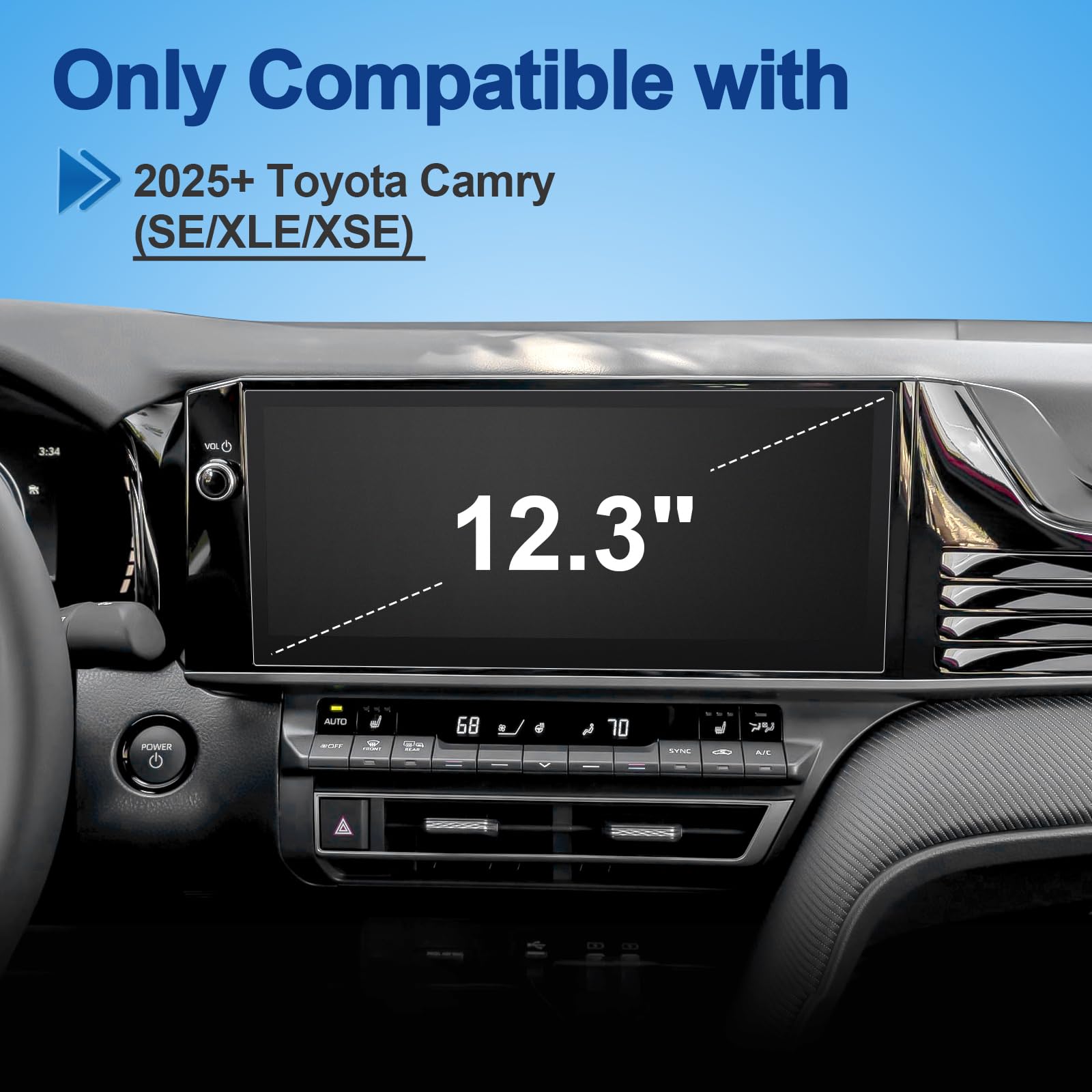 Coleya Anti Glare Matte Screen Protector For 2025 Camry (Xle/Xse/Se) 12.3 Inch Touchscreen, 9H Tempered Glass 12.3 In. T Oyota A