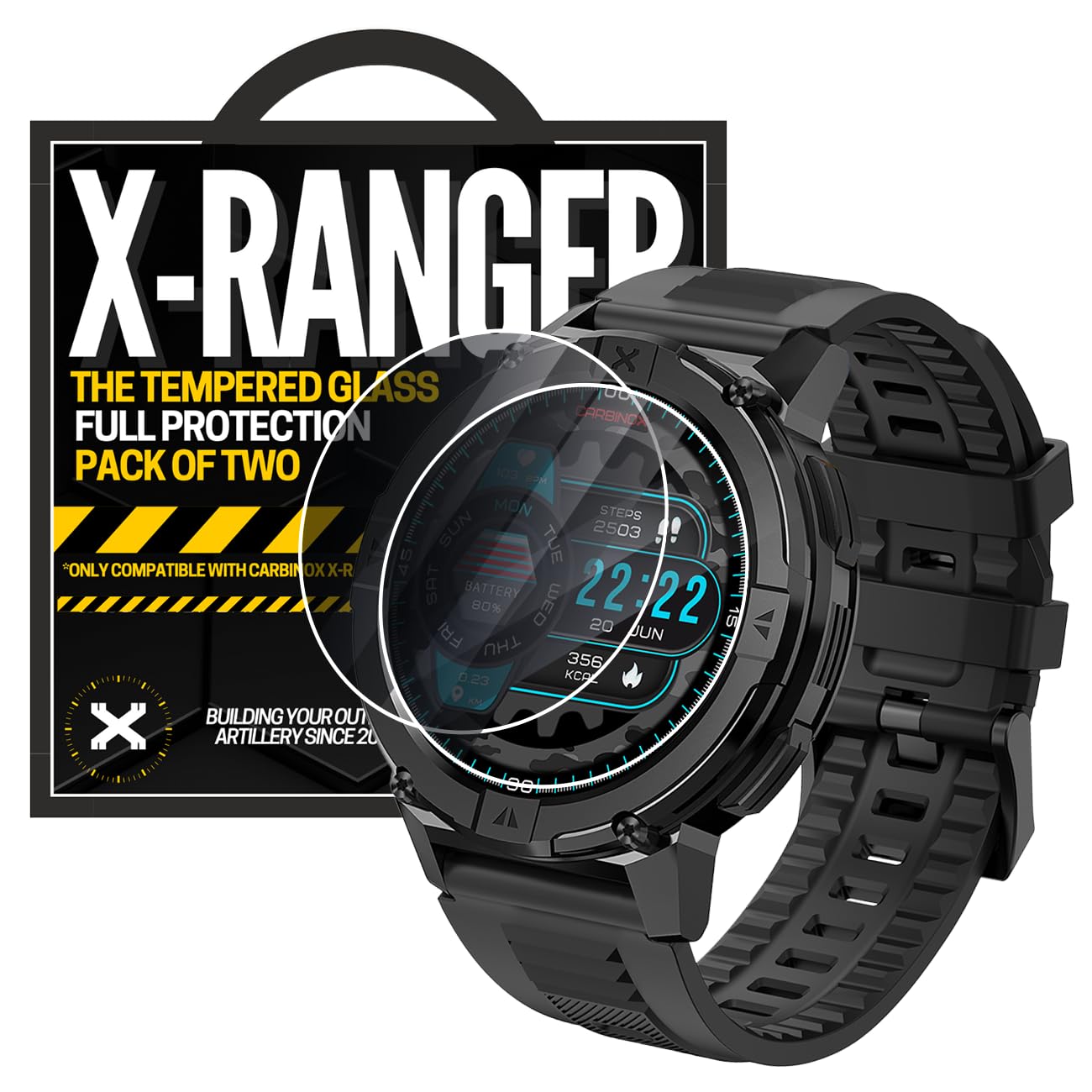 Carbinox Tempered Glass Screen Protector Compatible For X-Ranger Smart Watch - High Transparency, Anti Scratch, High Sensitivity