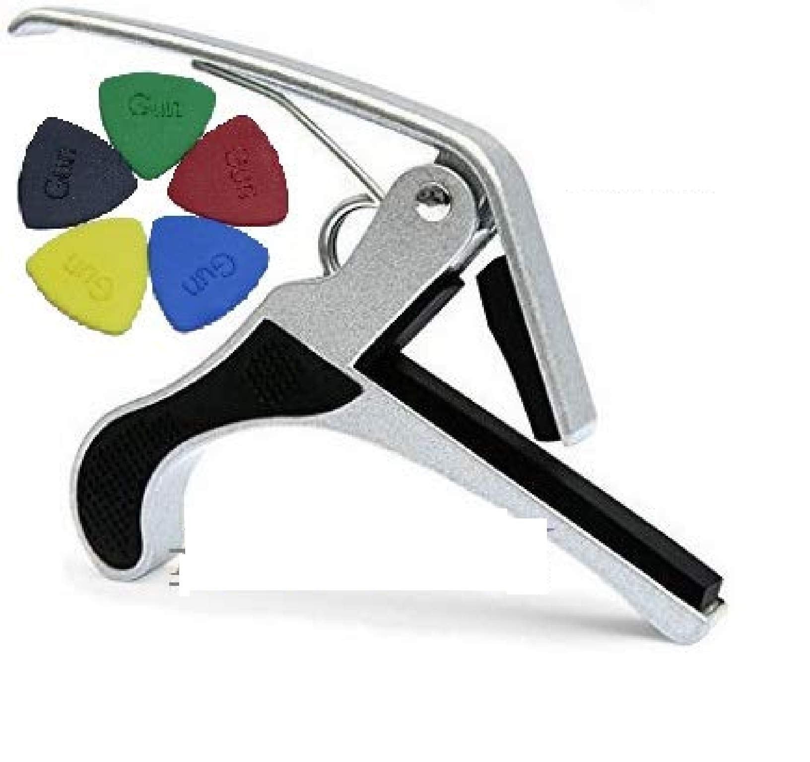 Boombox_Guitar Silver Capo With 5 Guitar Picks Free