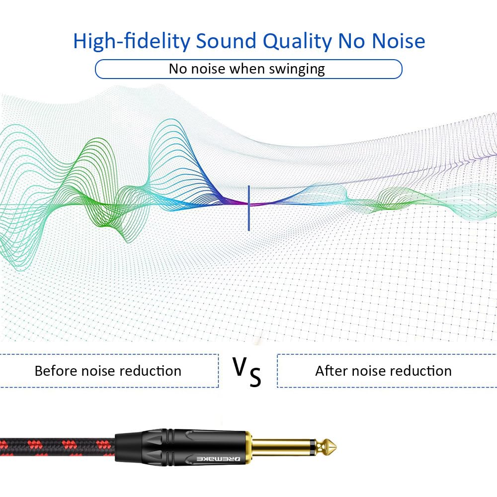 Dremake 6Ft Jack 6.35Mm Ts 1/4 Inch To 1/4 Inch Guitar Cable 6.35Mm Male To 6.35Mm Male Quarter Inch Audio Guitar Instrument Pat