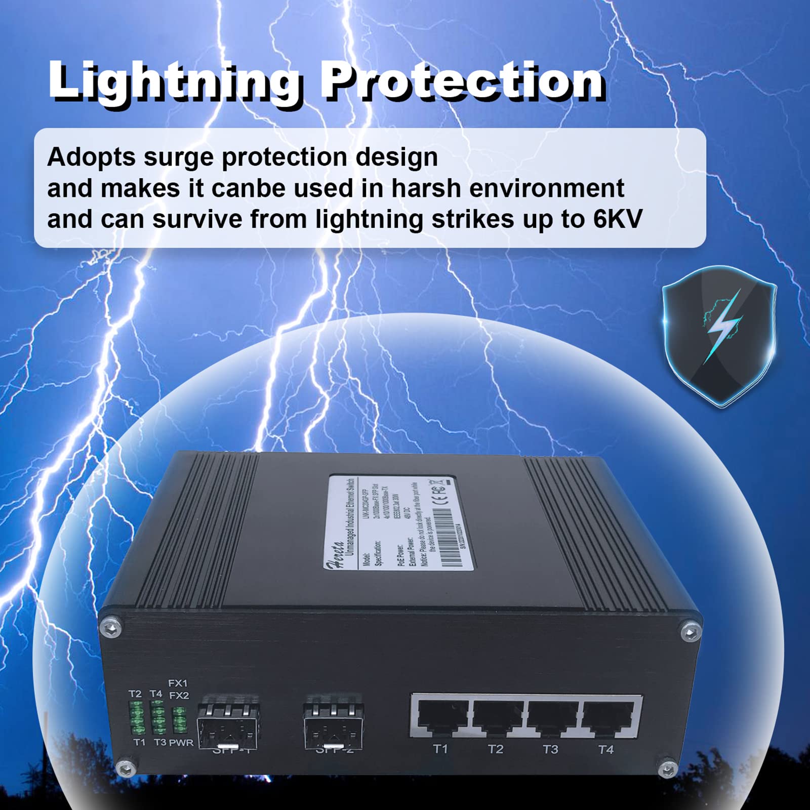 Hereta Hardened Industrial Gigabit Poe+ Switch Mini 6 Ports Compact Fiber Ethernet Switch 4 Ports Poe+ Optical Switch (30W Per P