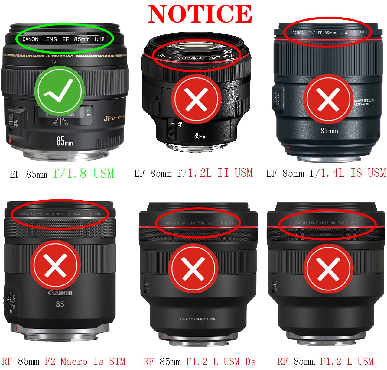 58Mm Lens Cap Cover For Canon Ef 85Mm F/1.8(Not For 1.2L Or 1.4L) Usm Lens,Huipuxiang[2 Pack]