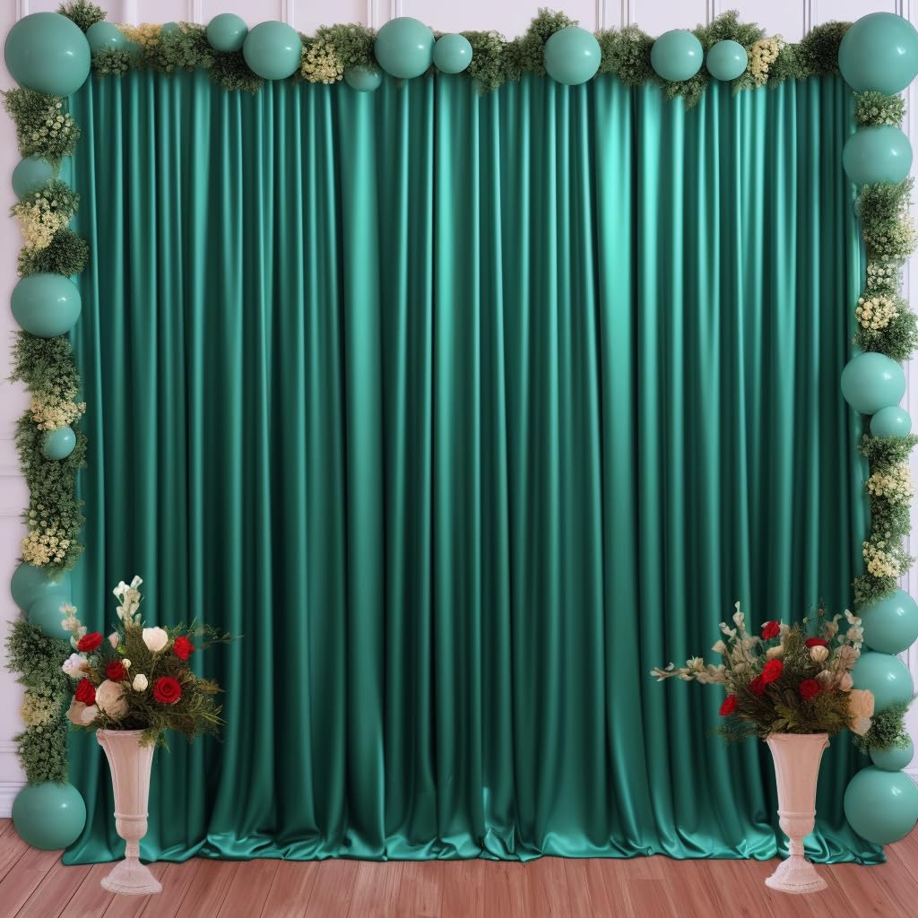 Hunter Green Backdrop Curtains For Parties, Soft Fabric Drapes Wedding Green Curtain Backdrop For Birthday Party Decorations Bac