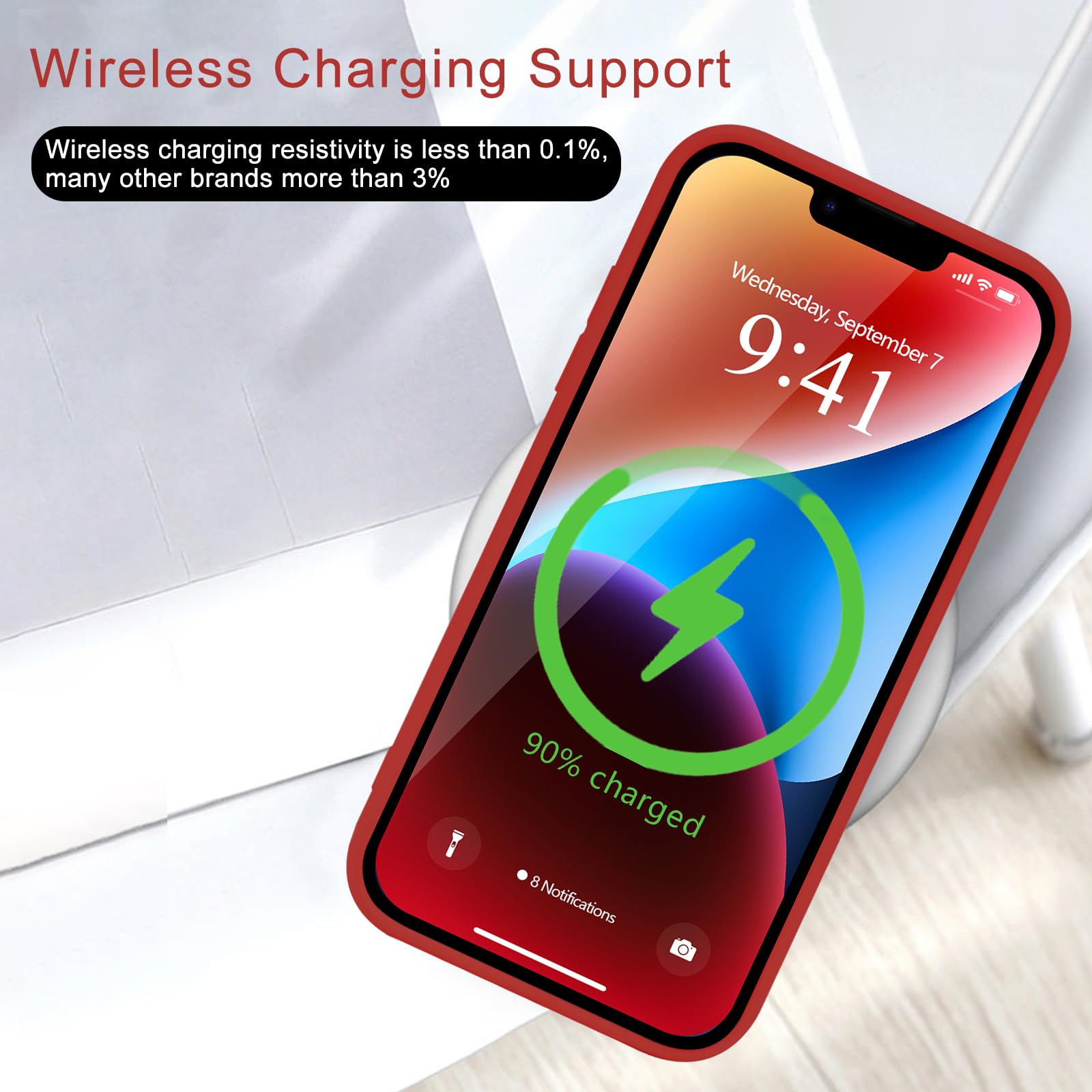 Wirvyuer For Iphone 14 Case Cute Heart Pattern Soft Shockproof Slim Protective Silicone Phone Case Cover For Women Girls, Bright