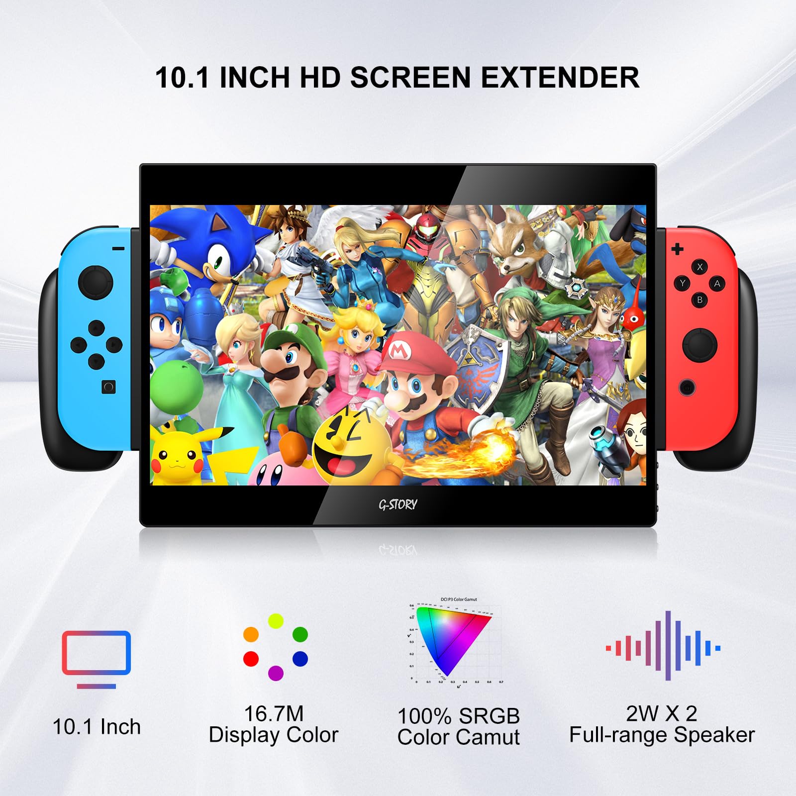 G Story 10.1 Portable Monitor For Switch, 1080P Portable Gaming Monitor Ips Screen With Usb Type C And Randomly Bag, Game Mode,