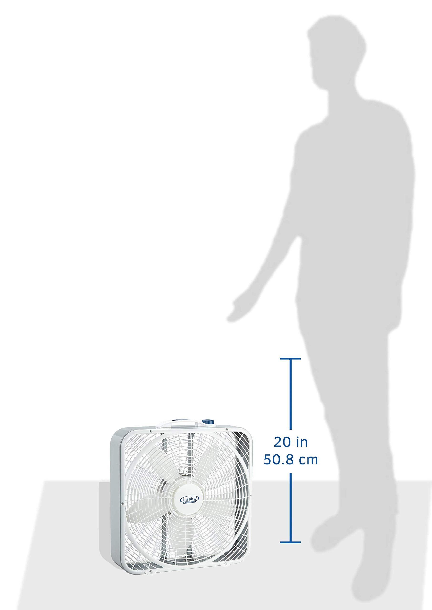 Lasko 20' Weather Shield Performance Box Fan Features Innovative Wind Ring System For Up To 30% More Air, 20 Inch, 3720