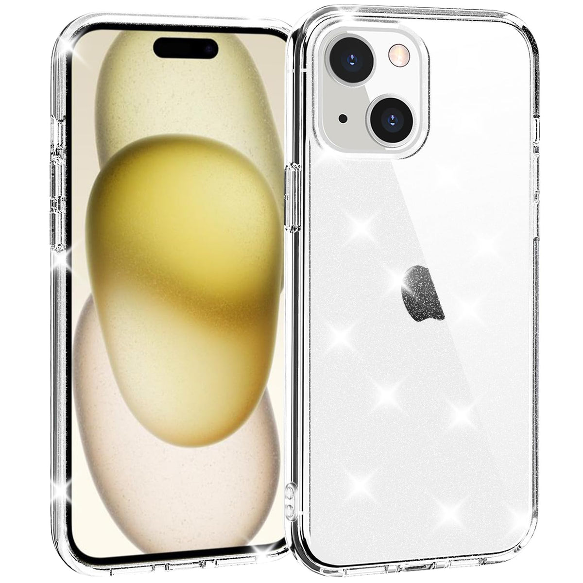 Tenoc Phone Case Compatible With Iphone 15, Glitter Case Clear Sparkling Protective Bumper Cute Cover For Girls Women