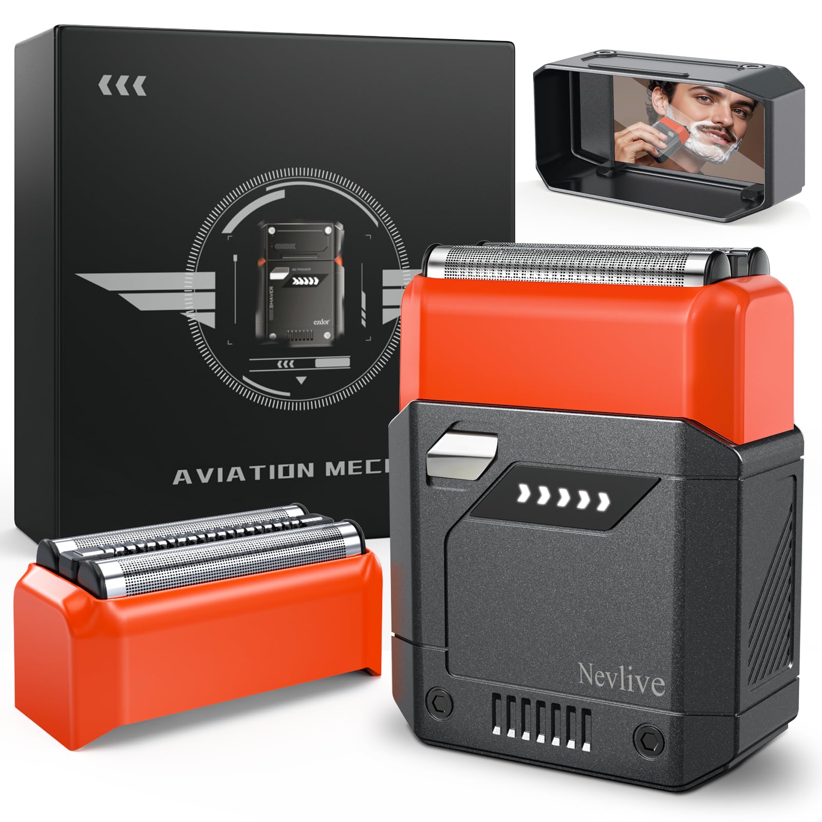 Foil Electric Shaver for Travel USB-C Fast Charging, IPX7 Waterproof Cordless Razor, Portable Face Shaver with Travel Case & Rep