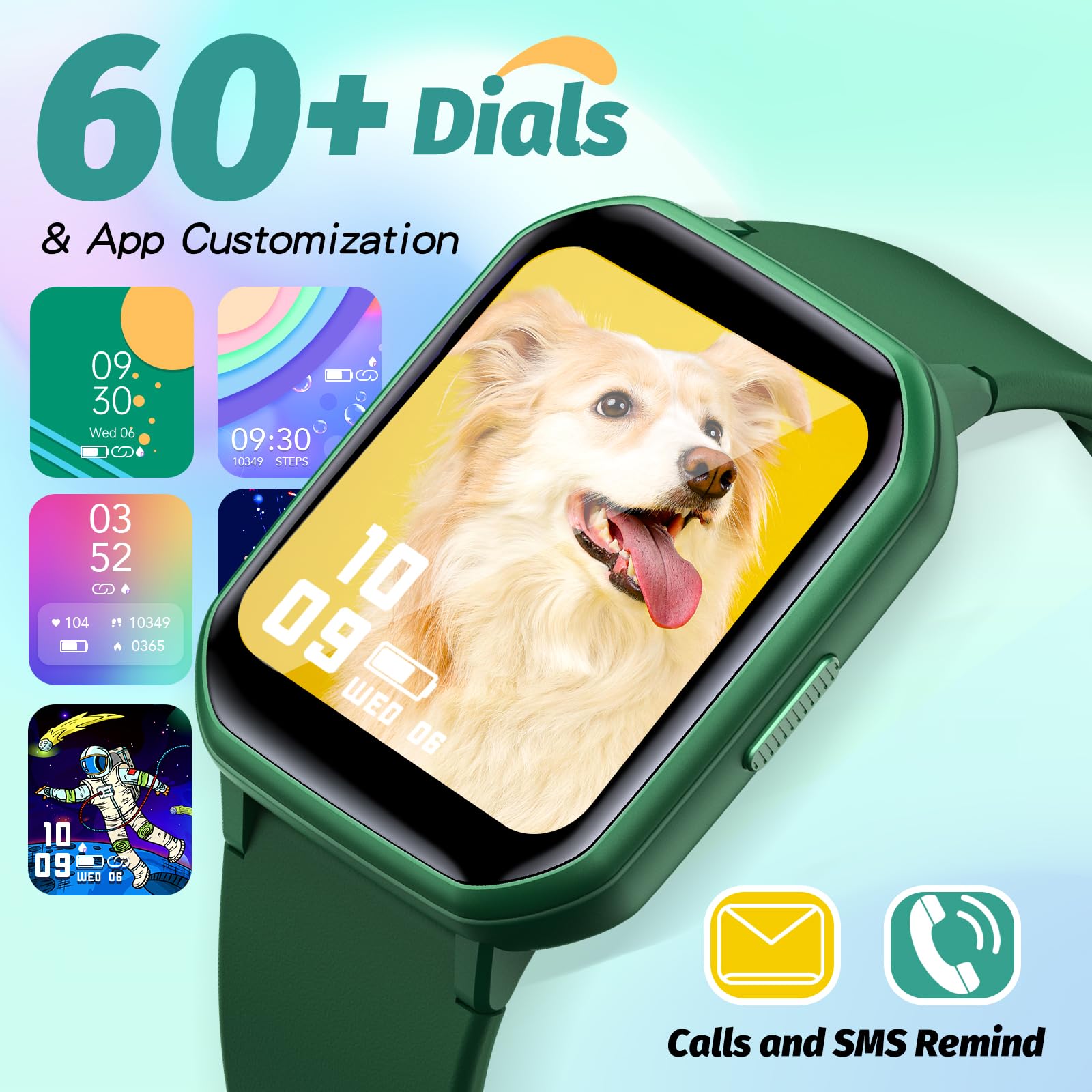 Yousoku Kids Smart Watch Girls Boys, Fitness Tracker Watch For Kids, 1.5'' Diy Dial, 19 Sport Modes, Sleep Monitor, Pedometers,