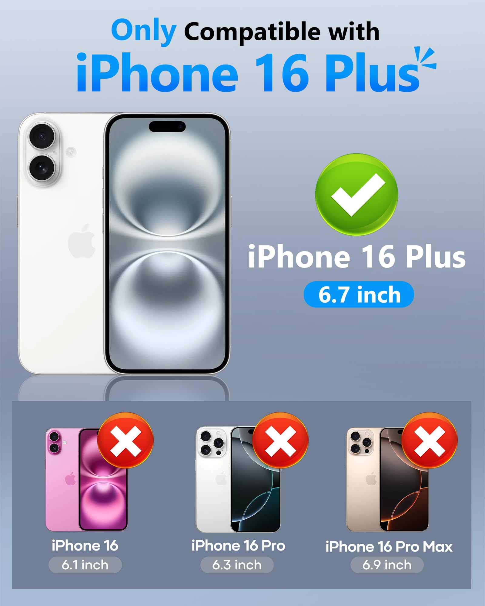 Atatoo For Iphone 16 Plus Case, Built In Card Holder (Store 3 5 Cards) & Slide Camera Protector, Military Grade Protection, Wome