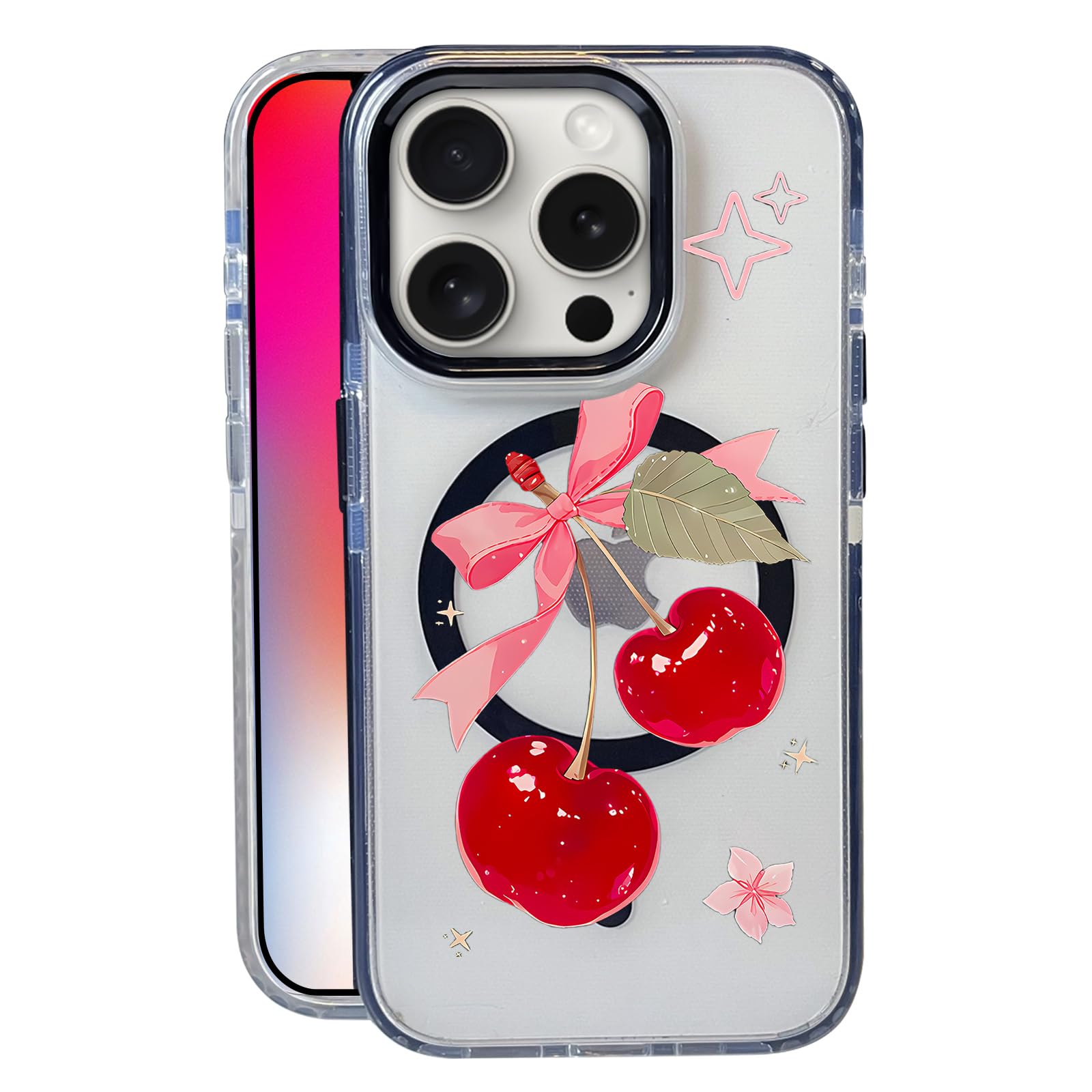Nimeey Big Cherry Bow for iPhone 16 Pro Max Case,MagSafe Compatible,Matte Soft Slim Shockproof Cover,Anti-Fingerprint,Anti-Yello