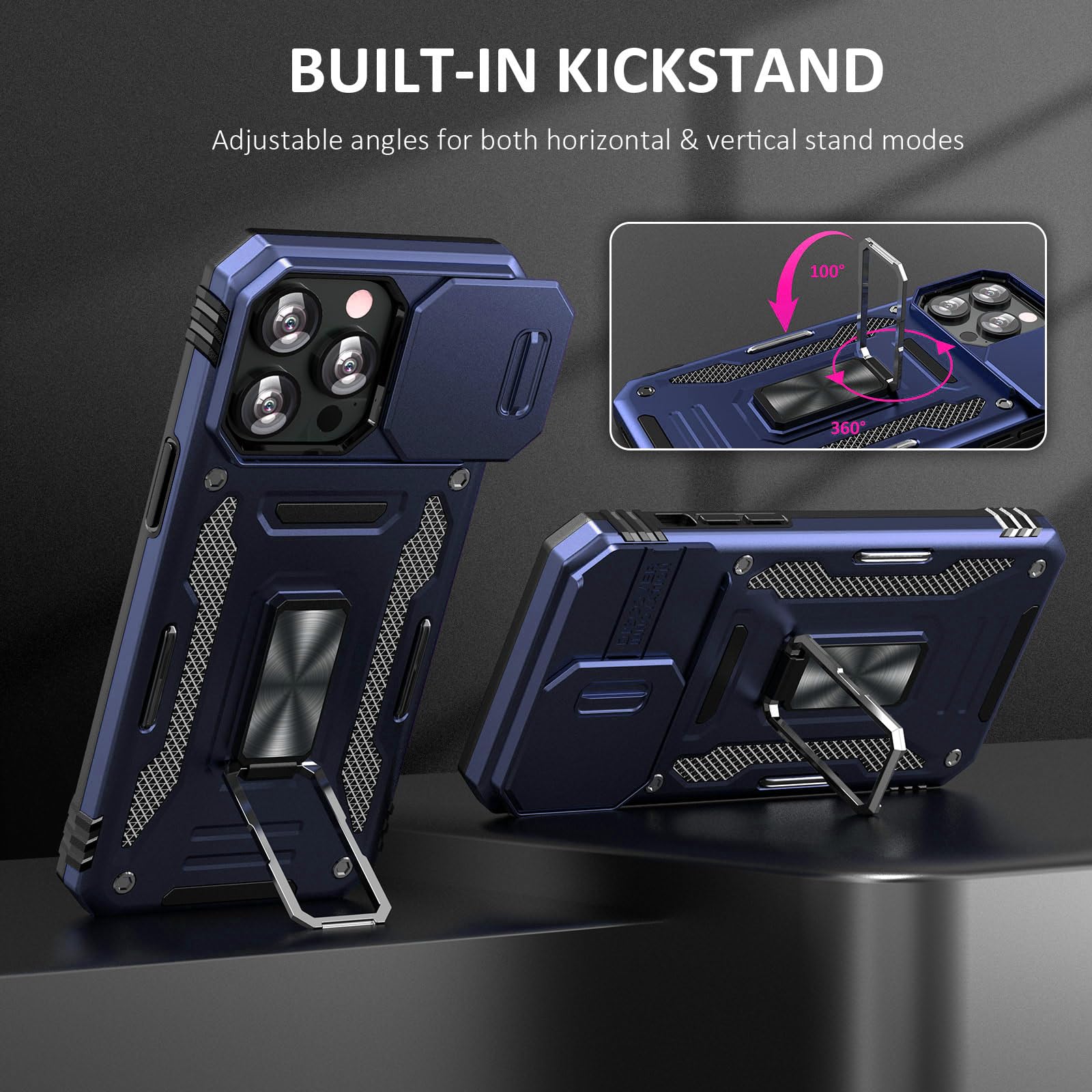 Sefing Case For 16 Pro Iphone Phone Case Iphone 16 Pro Case With Kickstand Ring Holder, With Camera Cover, With Magnet Car Mount