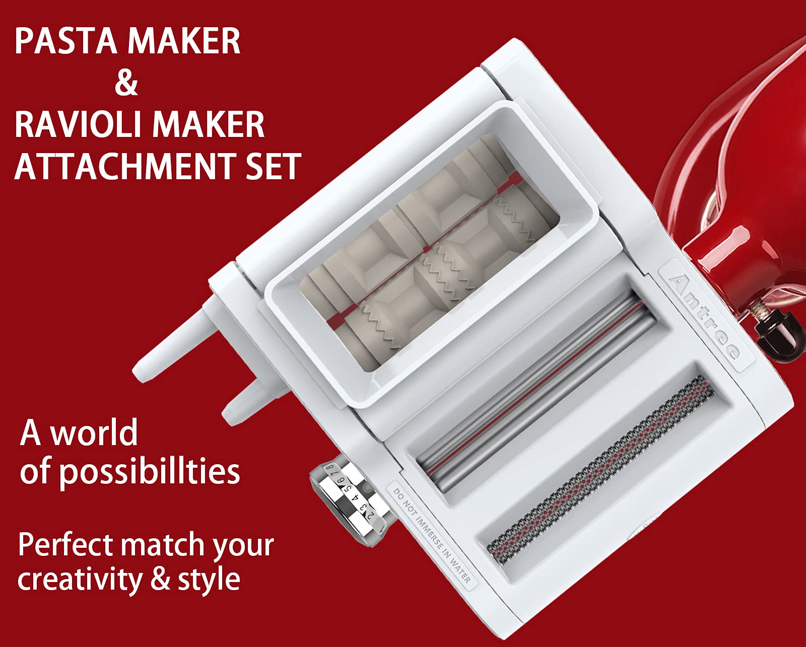 Antree 3 In 1 Pasta Attachment & Ravioli Attachment For Kitchenaid Stand Mixers, Pasta Maker Accessories Included Pasta Sheet Ro