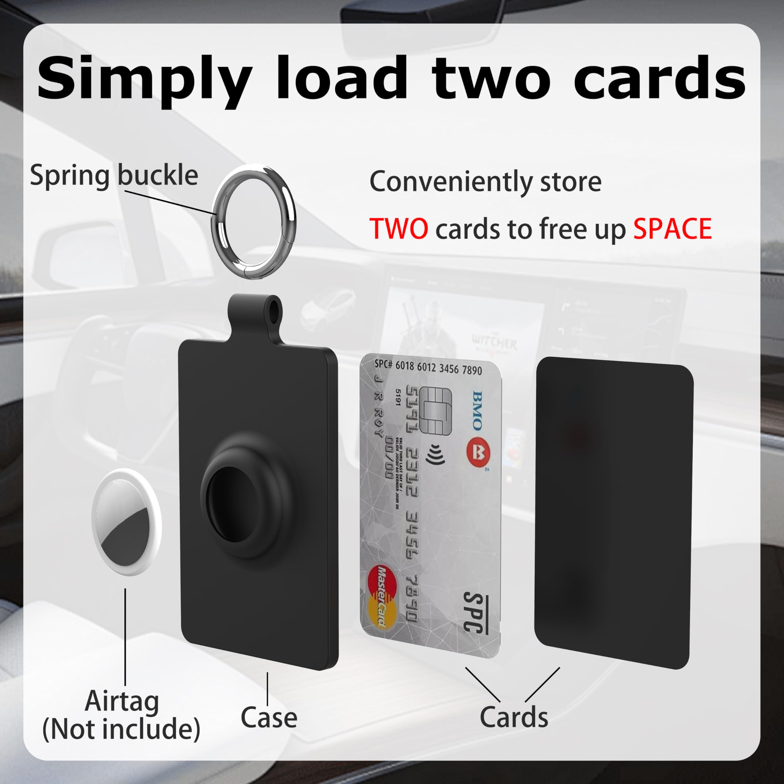 2 Pack Card Holder Case For Tesla Key Card & Airtag Compatible With Tesla Model 3 Y S X Key Cards Accessories Soft Silicone Prot
