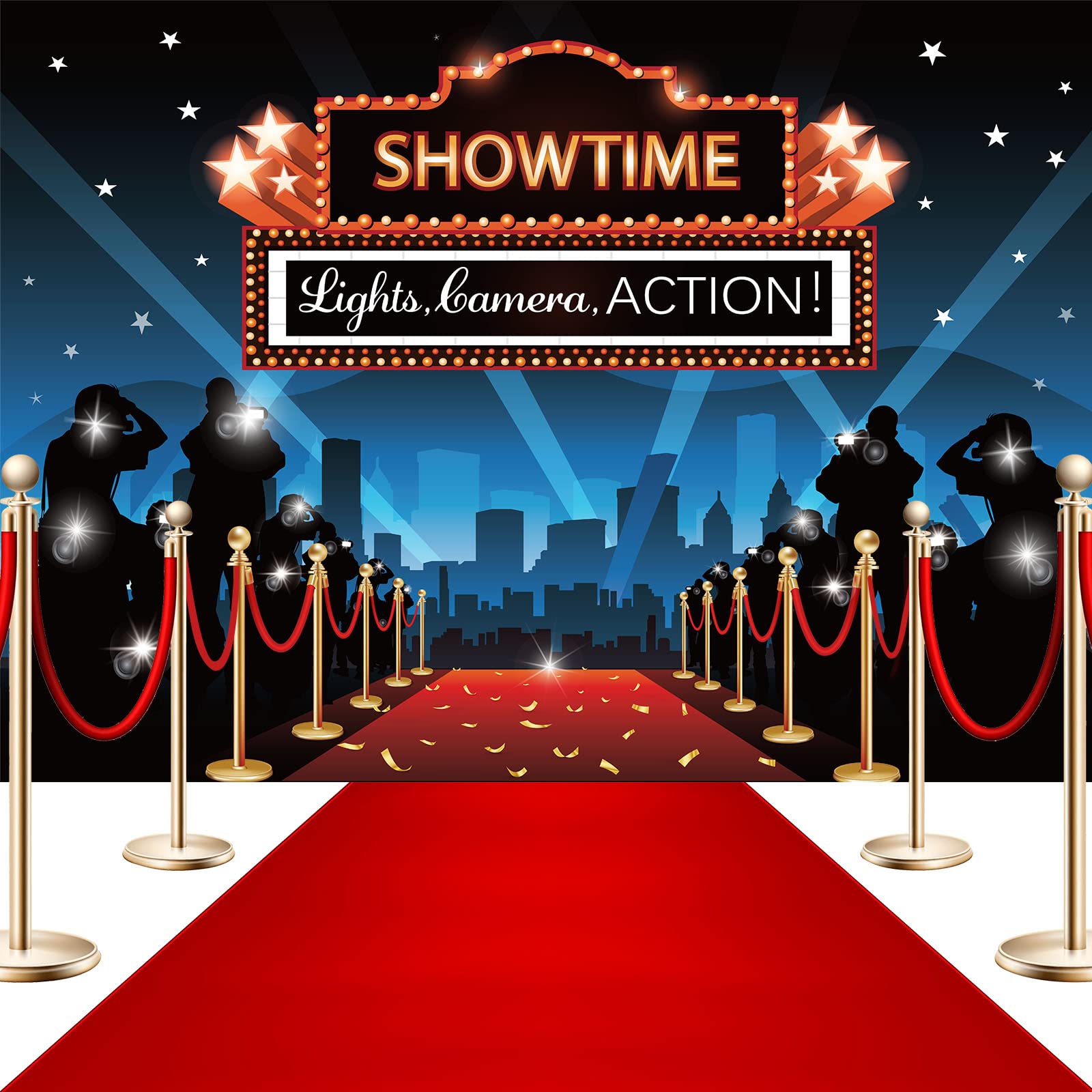 Tatuo 15 x 2 ft Red Carpet Runner for Movie Theme Party Decorations, 7 x 5 ft Photography Backdrops for Film Carnival Protagonis