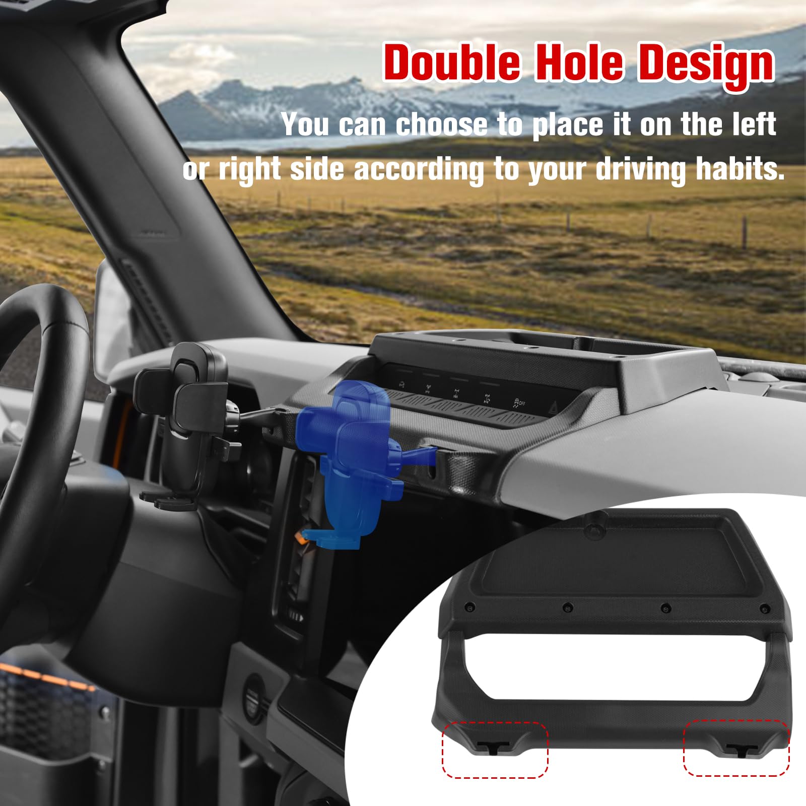 Litmiracle Upgrade Dashboard Mobile Phone Holder For Ford Bronco, Cell Phone Mount With Tray Internal Accessories Automobile Cra