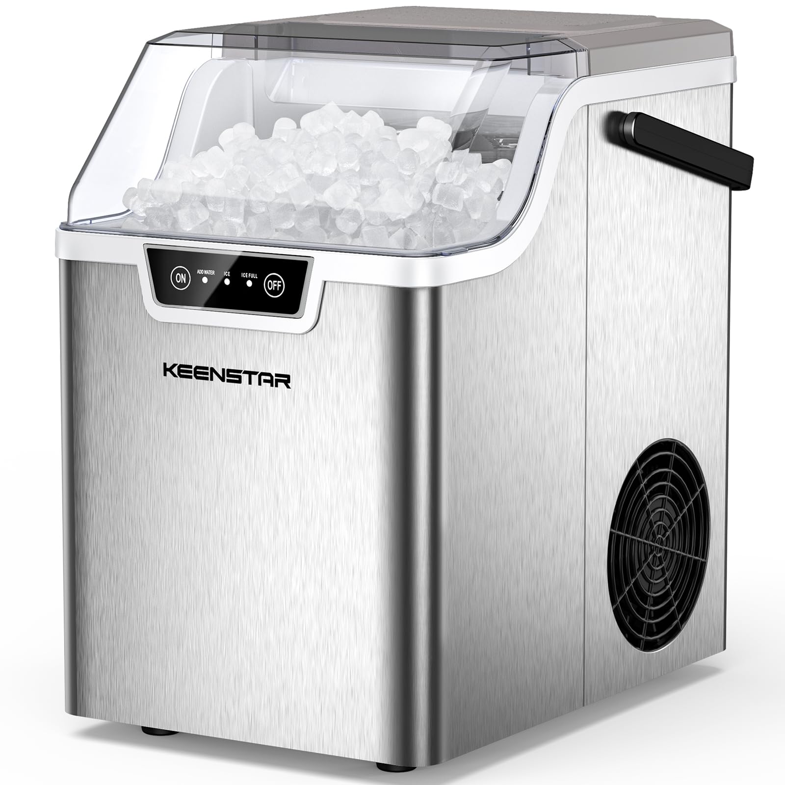 Nugget Countertop Ice Maker with Soft Chewable Ice 40Lbs, Pebble Sonic Ice Machine with Basket and Scoop, Ready in 5 Mins, 40Lbs