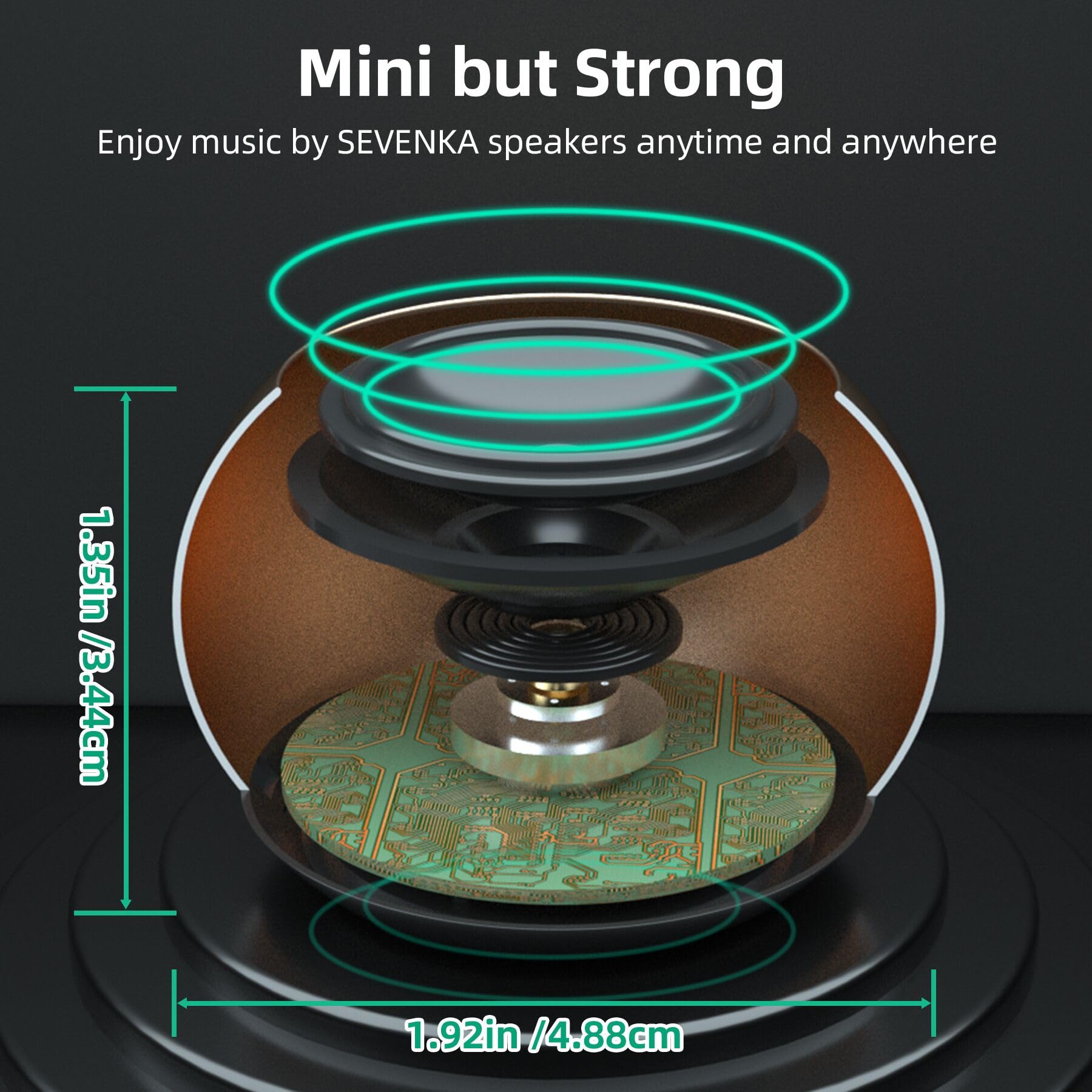 Sevenka 2 Bluetooth Mini Speakers, 3W Small Portable Wireless Speaker With Lanyard, Water Resistant, Wireless Stereo Pairing, Re