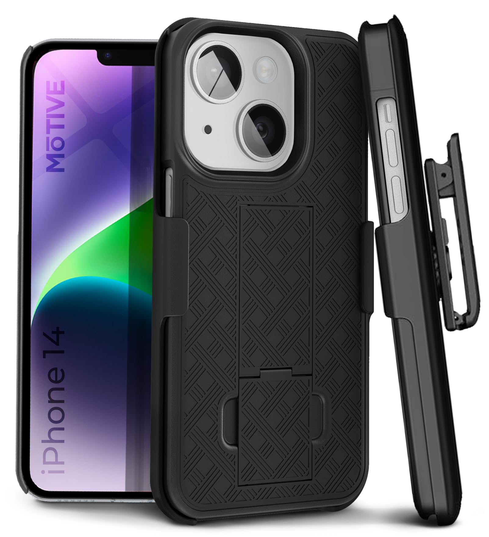 Motive For Iphone 14 Holster Case, Belt Clip Case For Apple Iphone 14, Shell Holster Combo 14, Slim Rugged Drop Shockproof Prote