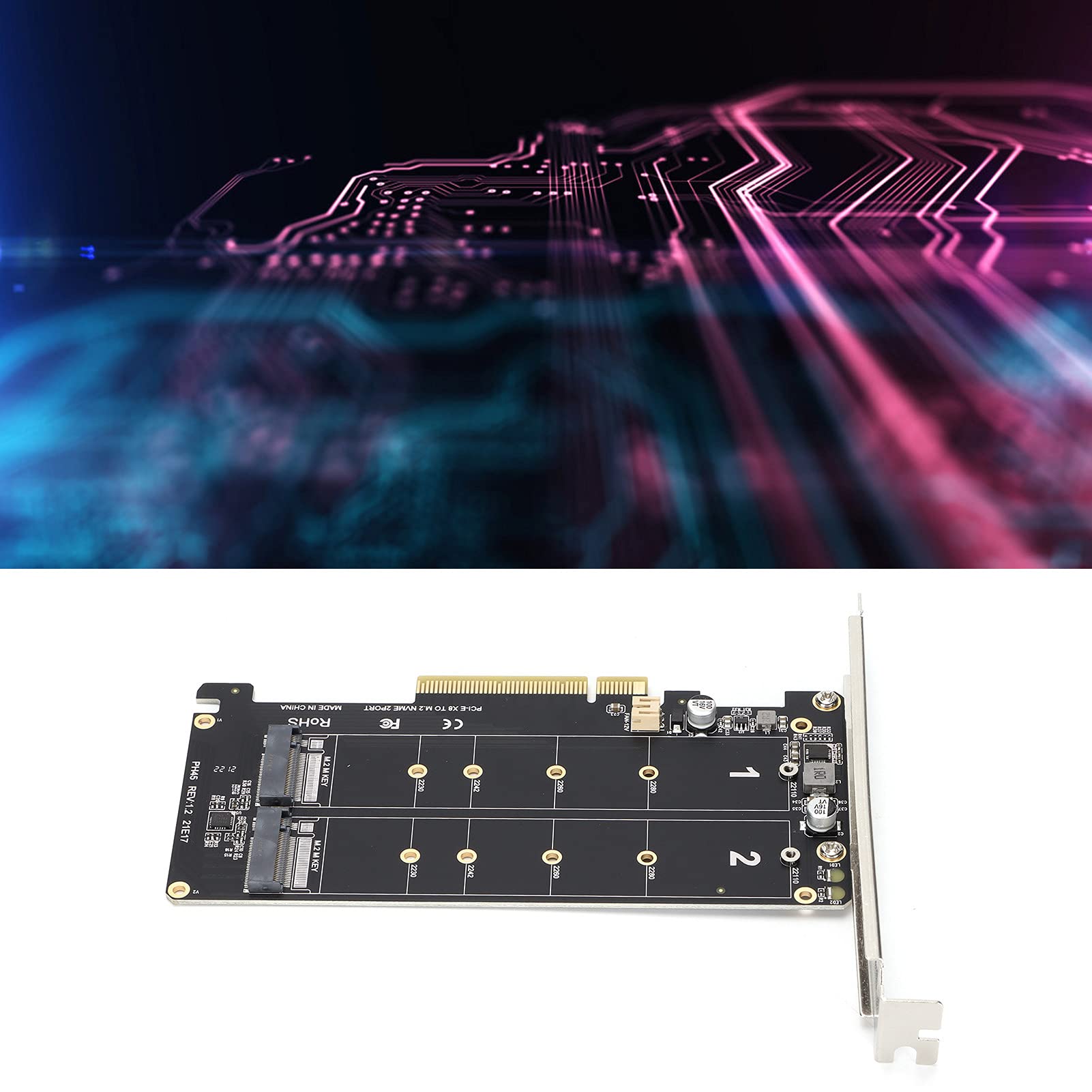 Kafuty 1 Dual M.2 Ssd To Pcie Express X8 Adapter Card, Supports M Key Nvme Ssd Or M.2 Pcie, Hard Drive Converter Reader Expansio