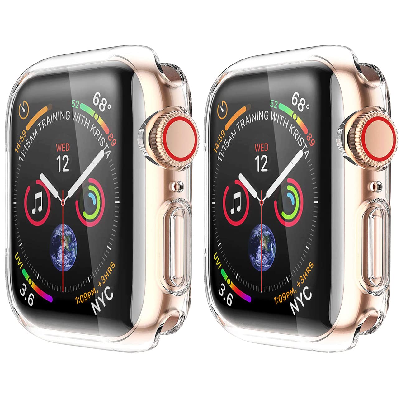 HANKN 2 Pack Clear Screen Protector for Apple Watch Series 9 8 7 45mm Case, Soft TPU Full Coverage Front Protective Shockproof i