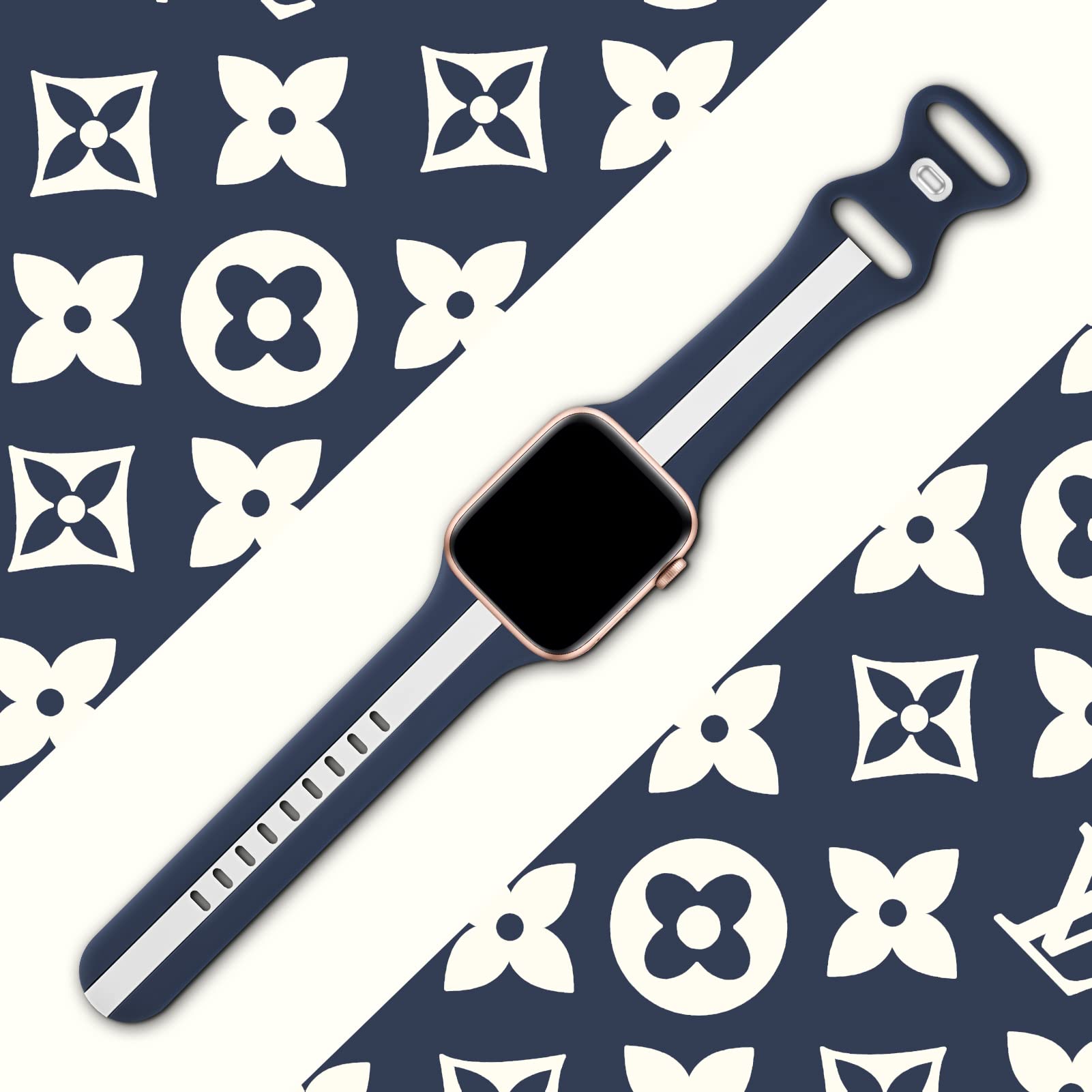 Designer Sport Band Compatible With Apple Watch Iwatch Bands 38Mm 40Mm 41Mm 42Mm 44Mm 45Mm 49Mm Men Women, Soft Silicone Strap W