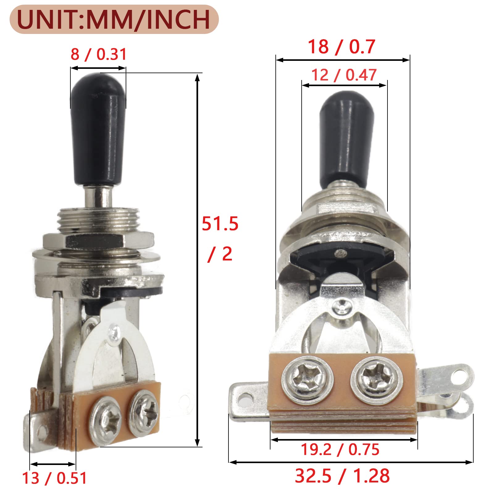 Cheerock Electric Guitar 3 Way Toggle Selector Switch For Les Paul   2Pcs Pickup Switch, Guitar Accessories