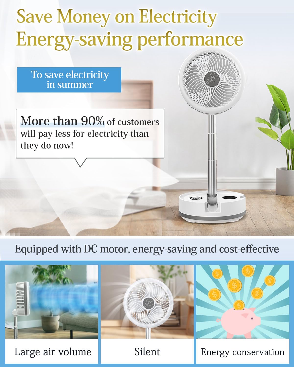10 Inch Portable Fan Battery Operated Fan, Oscillating Rechargeable Fan With 40000Mah, Remote Control Led Lights, 114Hr Run Time