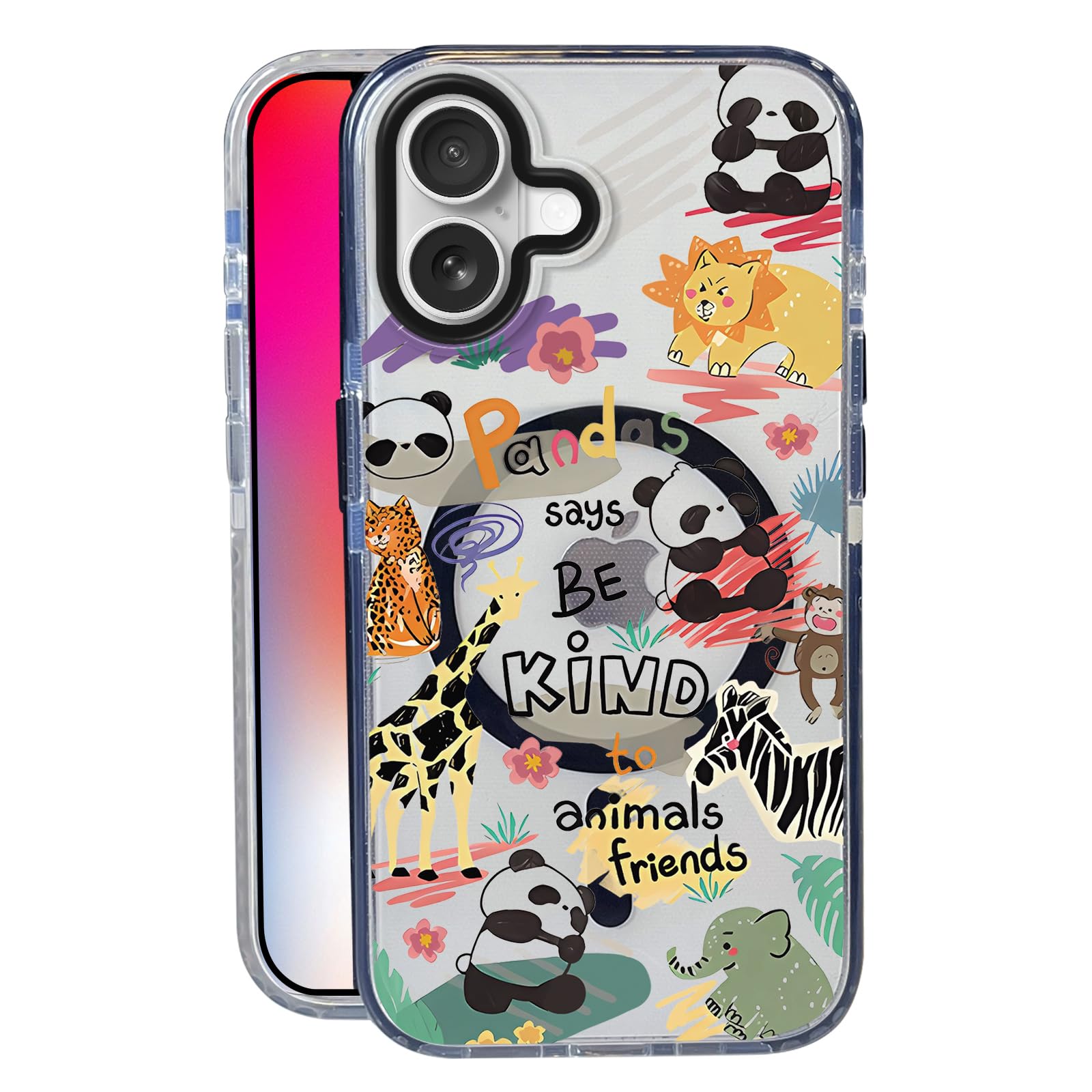 Nimeey Cute Animals Zoo for iPhone 17 Case,MagSafe Compatible,Matte Soft Slim Shockproof Cover,Anti-Fingerprint,Anti-Yellowing,A