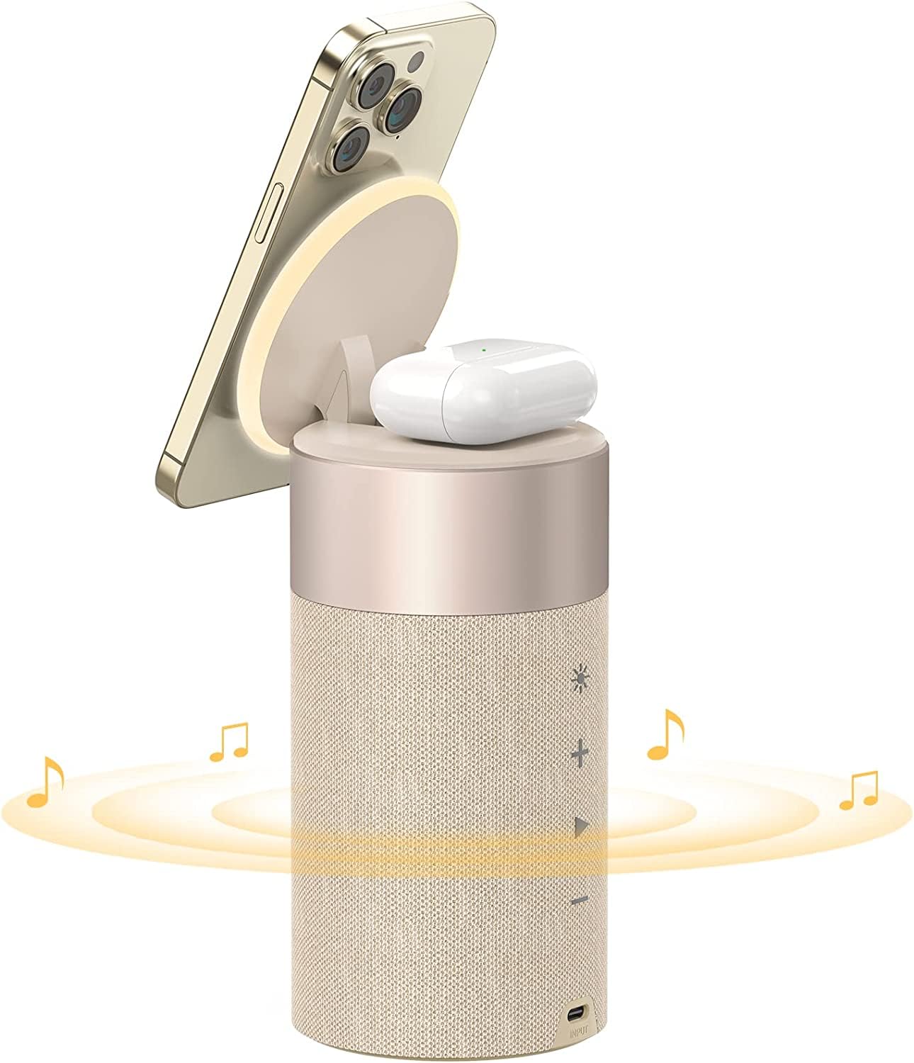 Colsur Bluetooth Speaker, Magnetic Wireless Charger, Bluetooth Speakers With Night Light, 2 In 1 Wireless Charging Station For Iphone 16/15/14/13/12 Series, Airpods Pro/3/2(Gift Ideal)