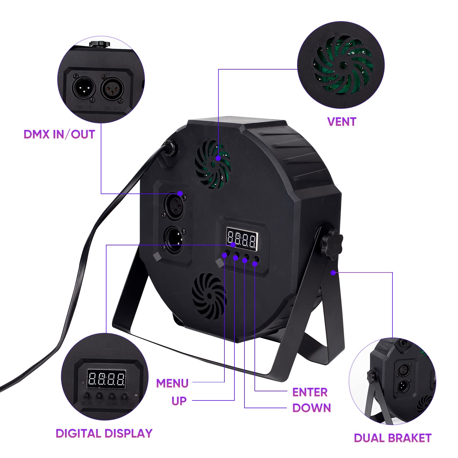 Djboomy Stage Lights 36 Dj Led Par Light Rgb Party Lights Uplights With Sound Activated Remote Dmx Control For Disco Dance Weddi