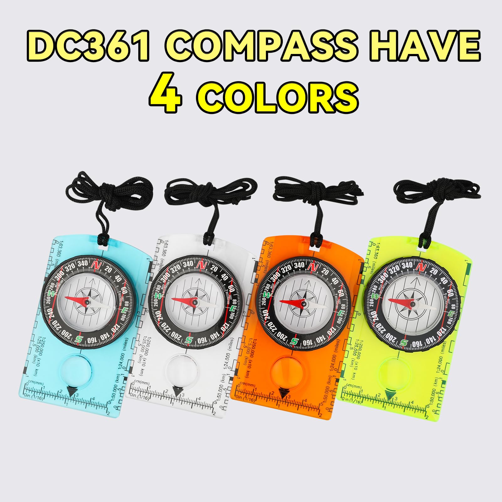 Orienteering Compass For Kids & Beginners - Lightweight Magnetic Navigation Compass With Map Scale, Easy-To-Read Dial For Campin