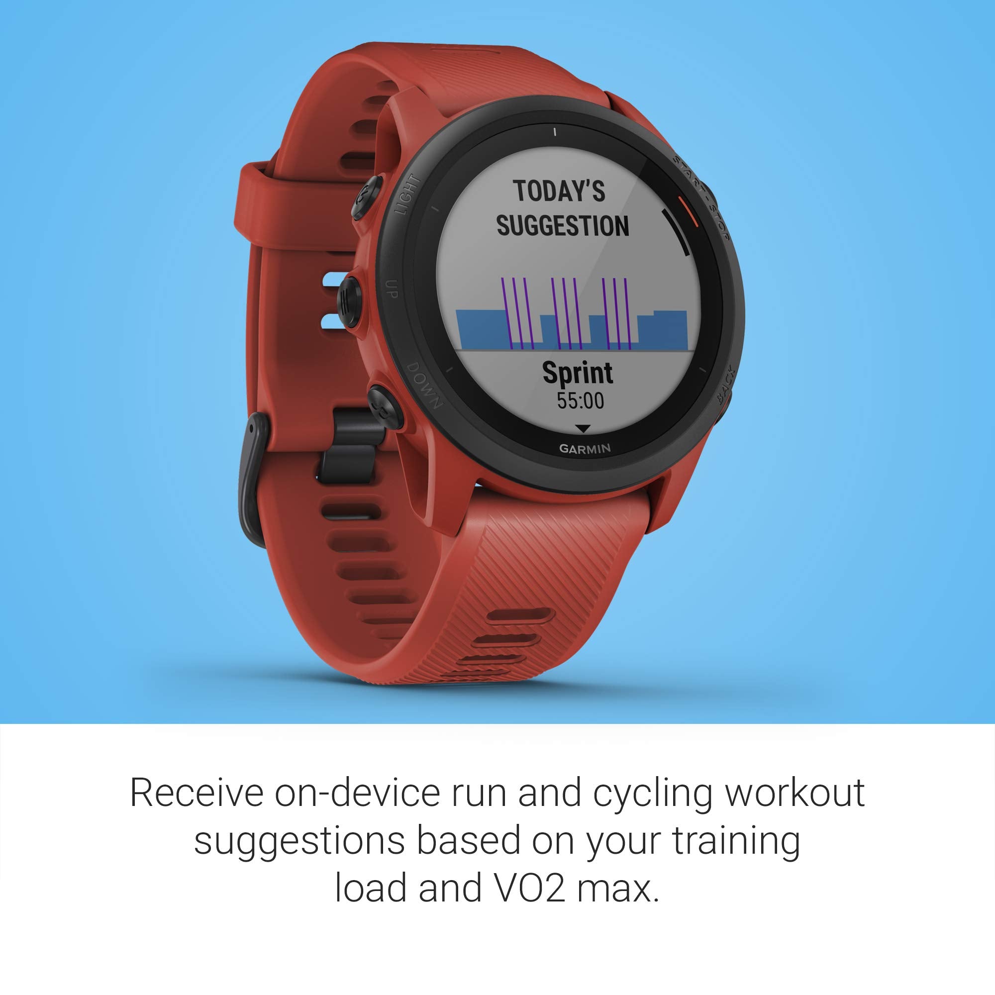 Garmin Forerunner 745, Gps Running Watch, Detailed Training Stats And On Device Workouts, Essential Smartwatch Functions, Red